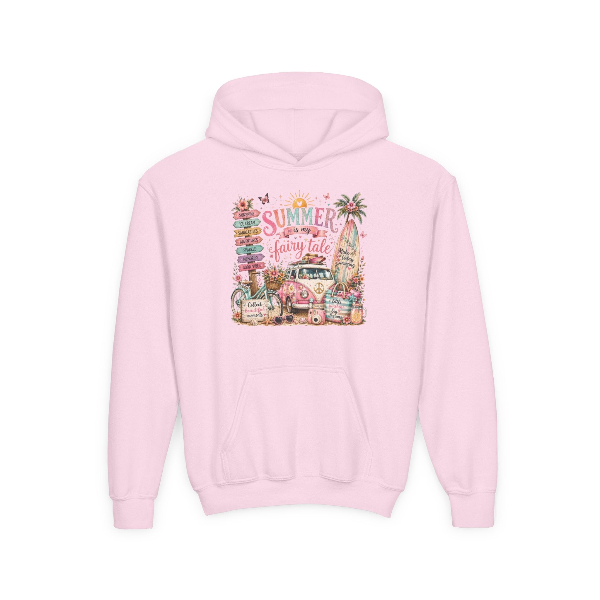 'Summer Fairy Tale' Retro Beach Camper Graphic – Youth Hoodie