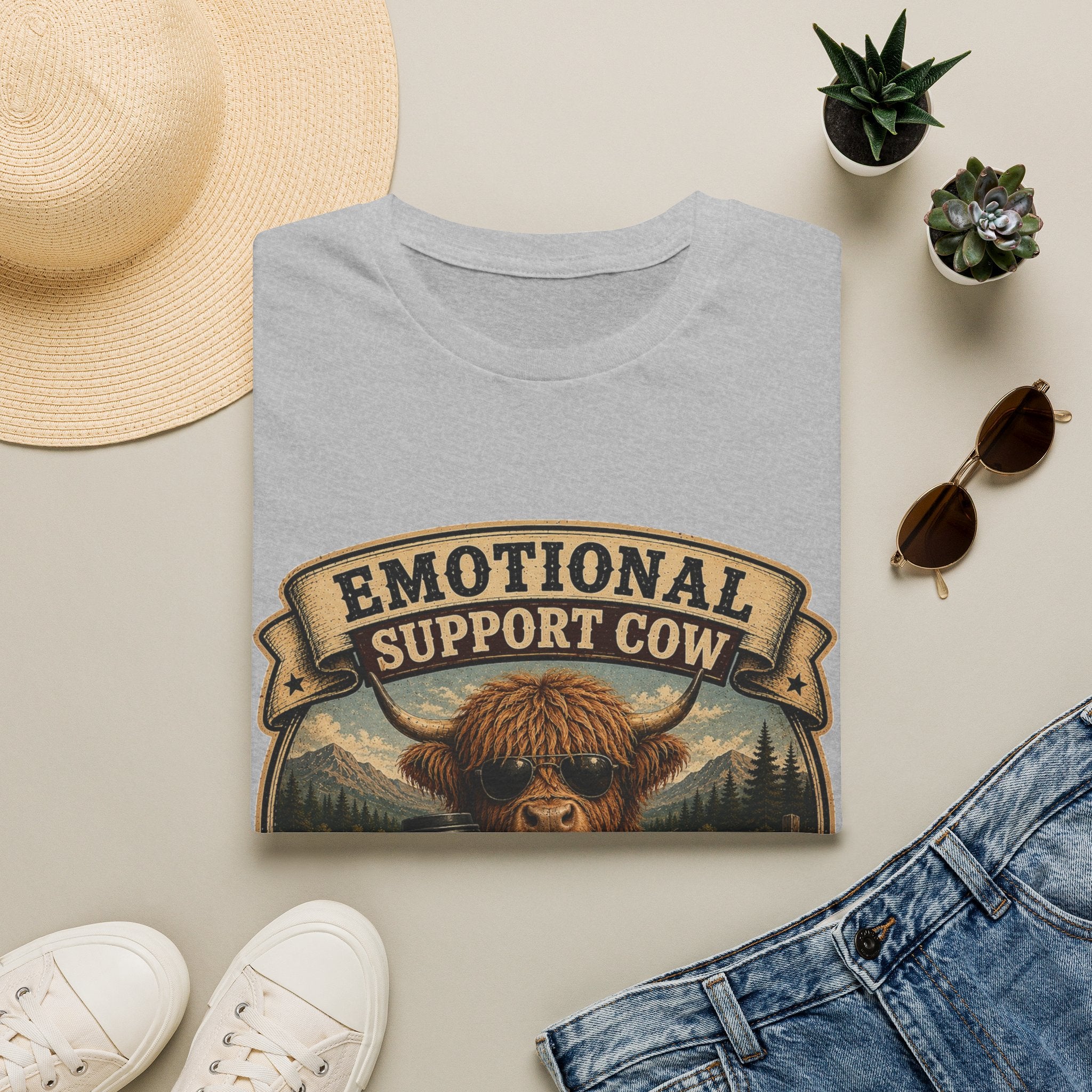 Emotional Support Cow - Highland Cow Unisex Softstyle T-Shirt