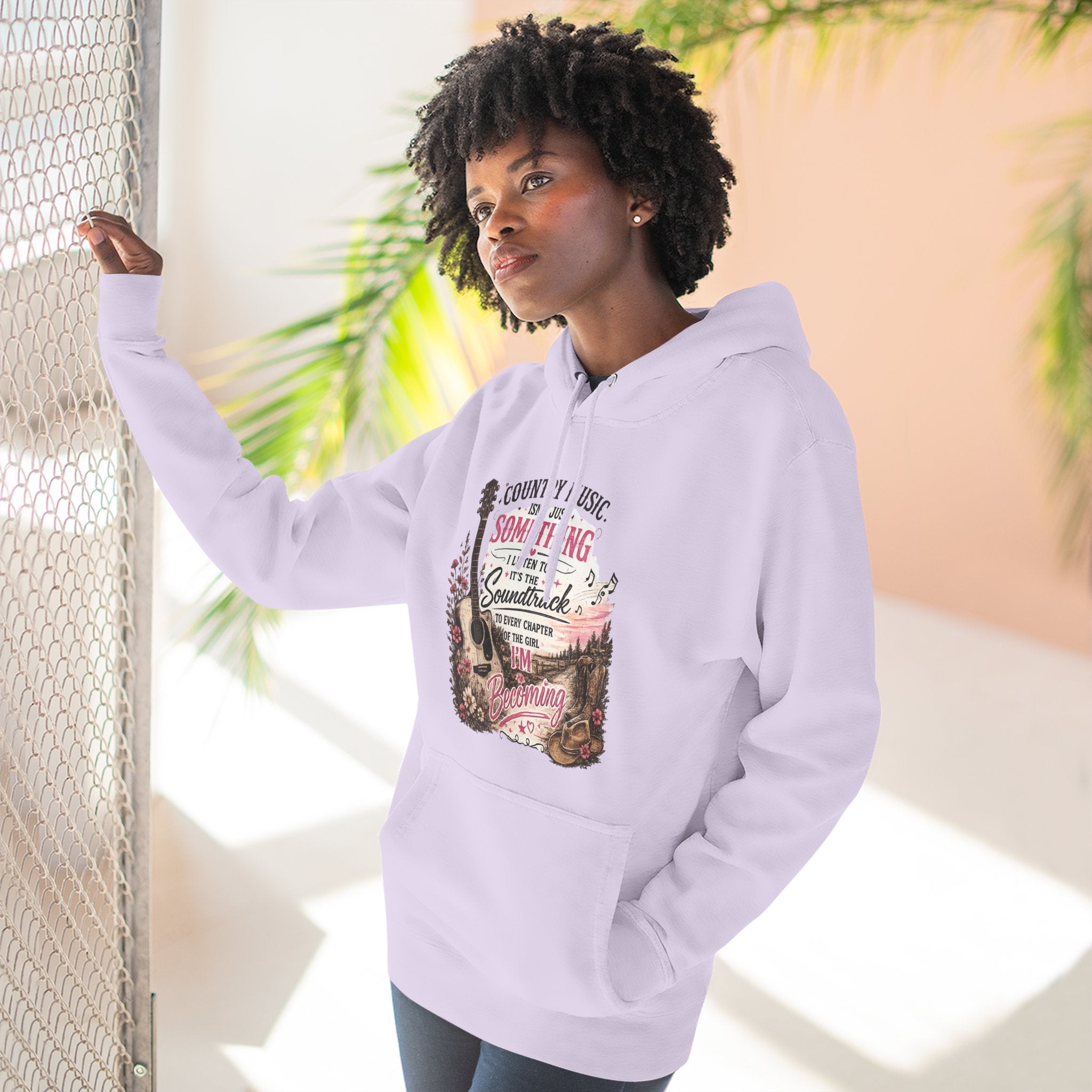 Country Music Soundtrack Hoodie — Vintage Guitar Scenic Graphic