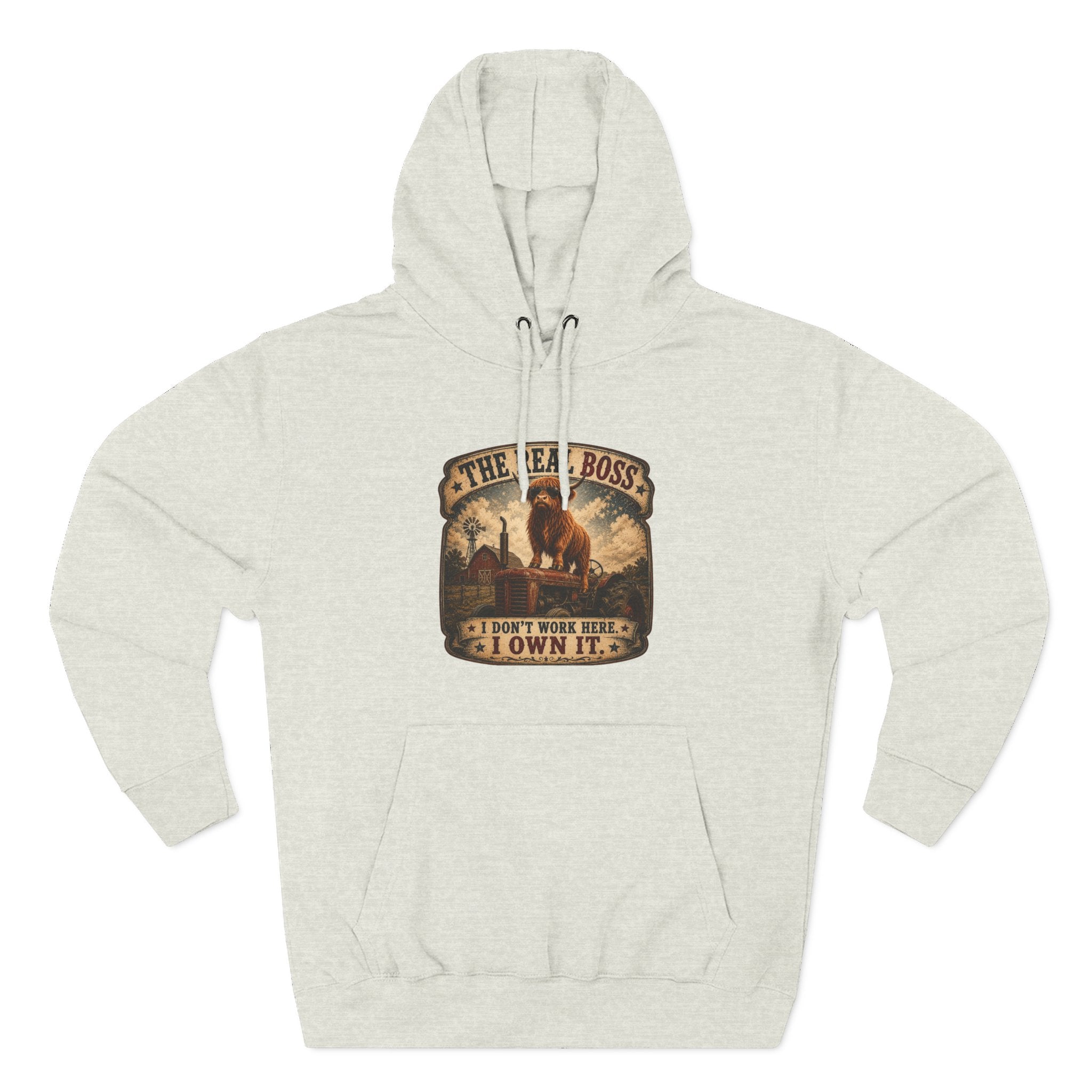 The Real Boss Highland Cow Three-Panel Fleece Hoodie