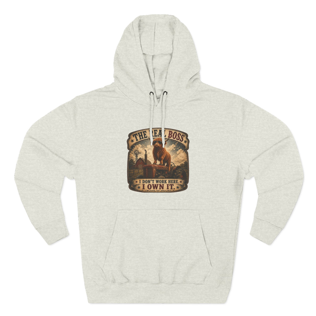 The Real Boss Highland Cow Three-Panel Fleece Hoodie
