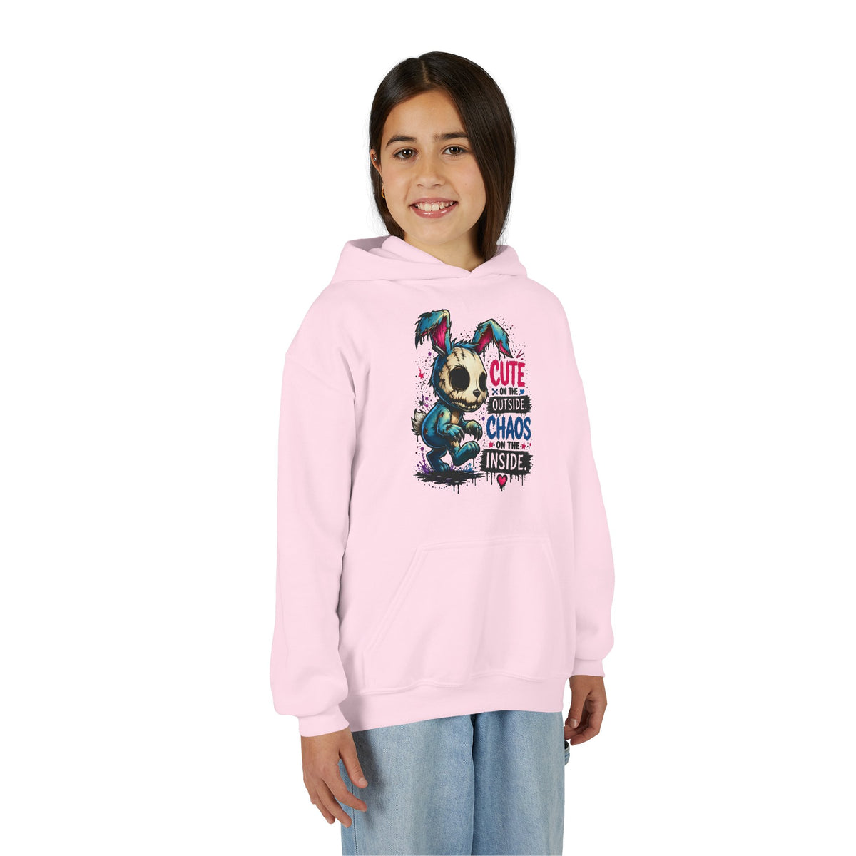 Cute on the Outside Choas on the Inside Youth Heavy Blend Hooded Sweatshirt