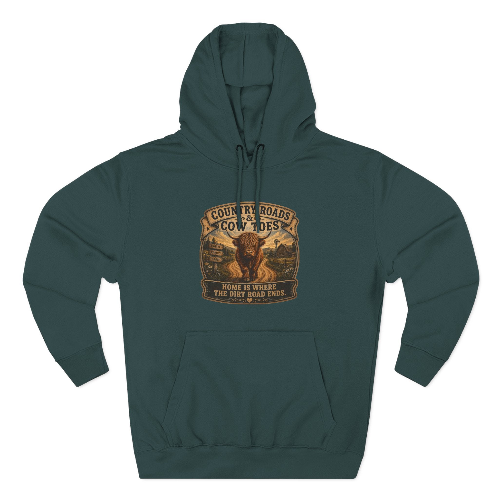 Country Roads Cow Toes three-Panel Fleece Hoodie