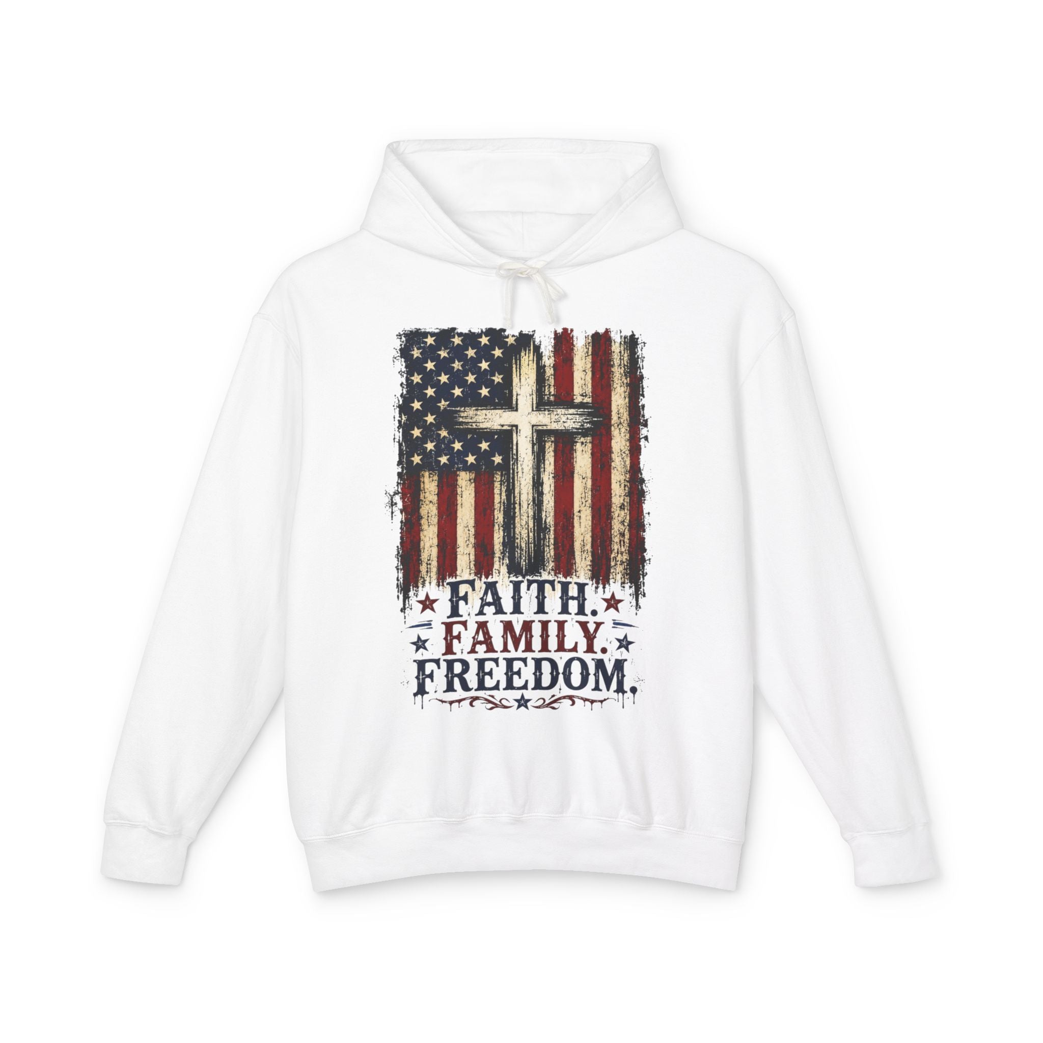 4th of July Lightweight Hooded Sweatshirt — Patriotic Independence Day Pullover