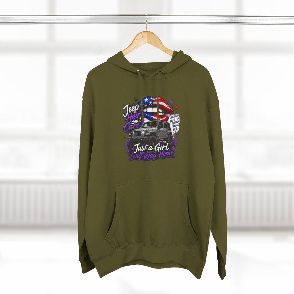 Patriotic 'Jeep Ain't Just a Girl Thing' – Graphic Fleece Pullover Jeep Driver Hoodie