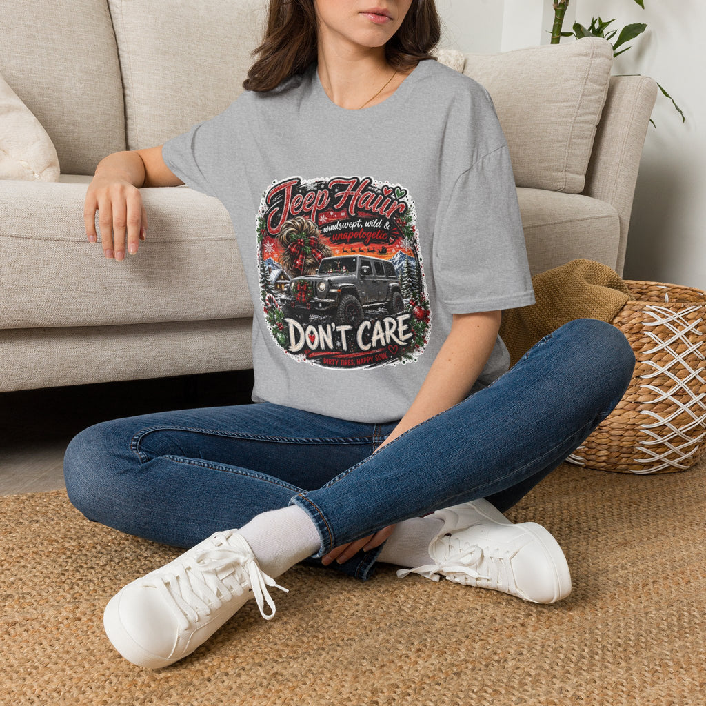 Jeep Hair Don’t Care T‑Shirt — Vintage Off‑Road Adventure Graphic Tee
