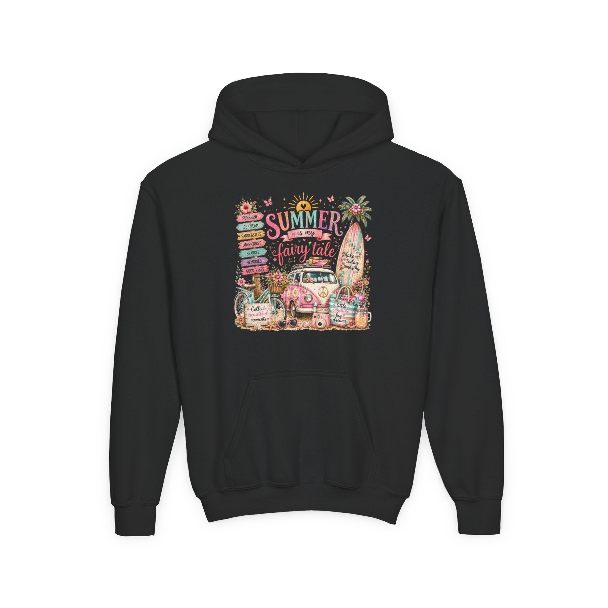 'Summer Fairy Tale' Retro Beach Camper Graphic – Youth Hoodie