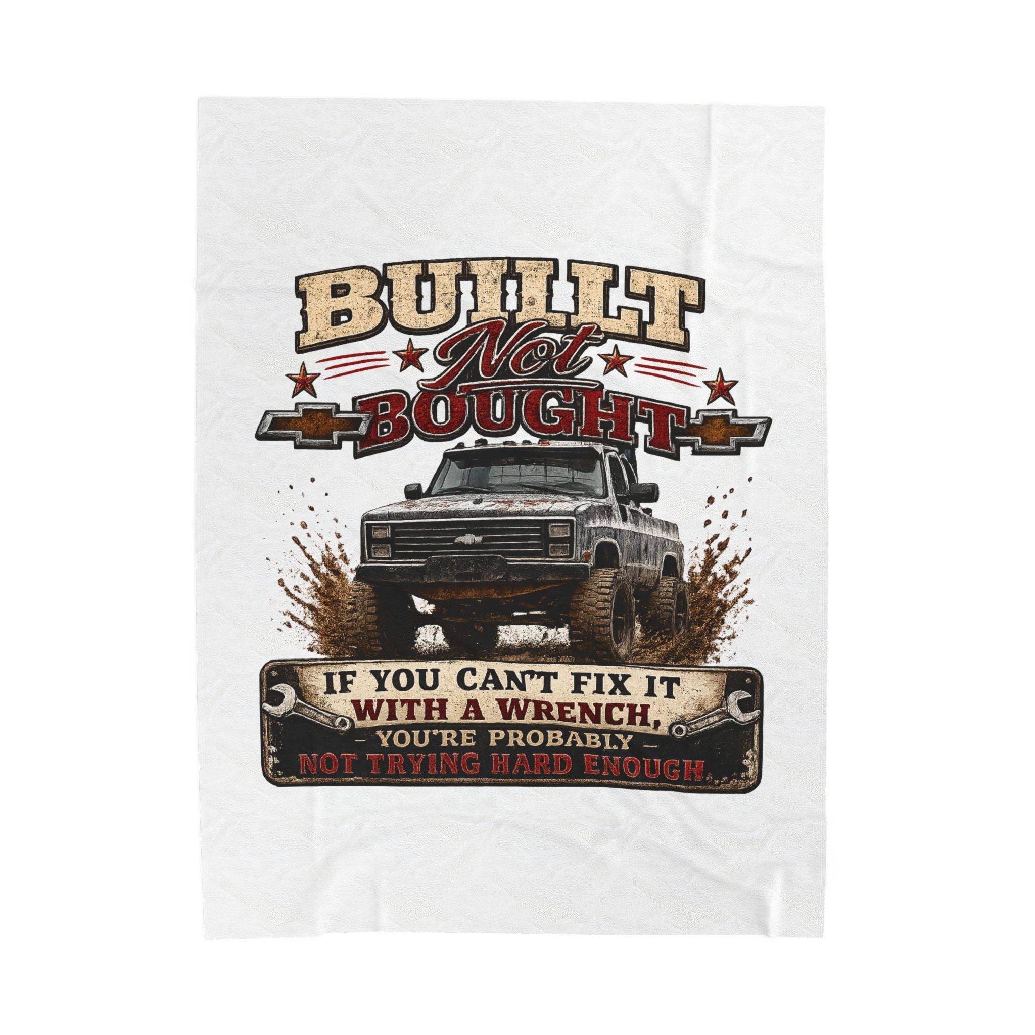 “If You Can't Fix It With A Wrench” Mechanics Gift – Built Not Bought Truck Velveteen Plush Blanket