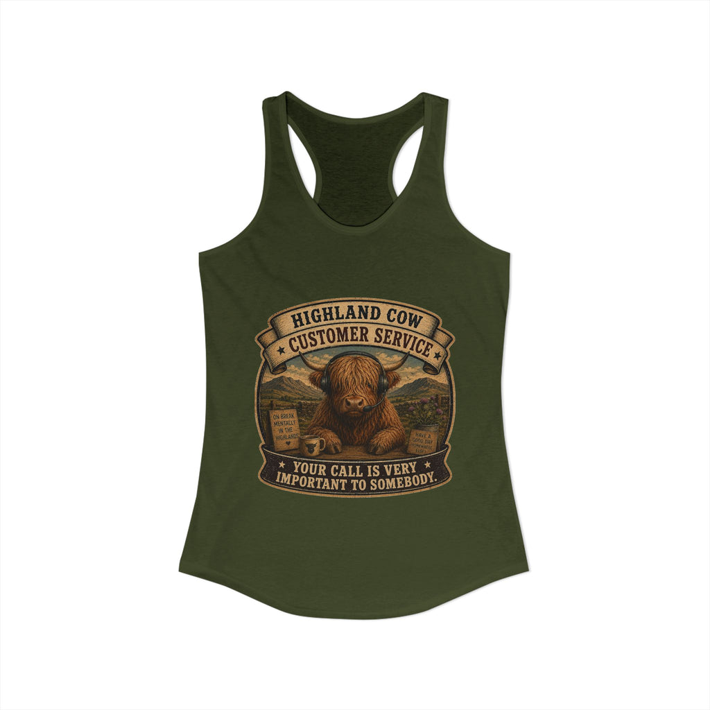 Highland Cow Customer Service Women's Ideal Racerback Tank