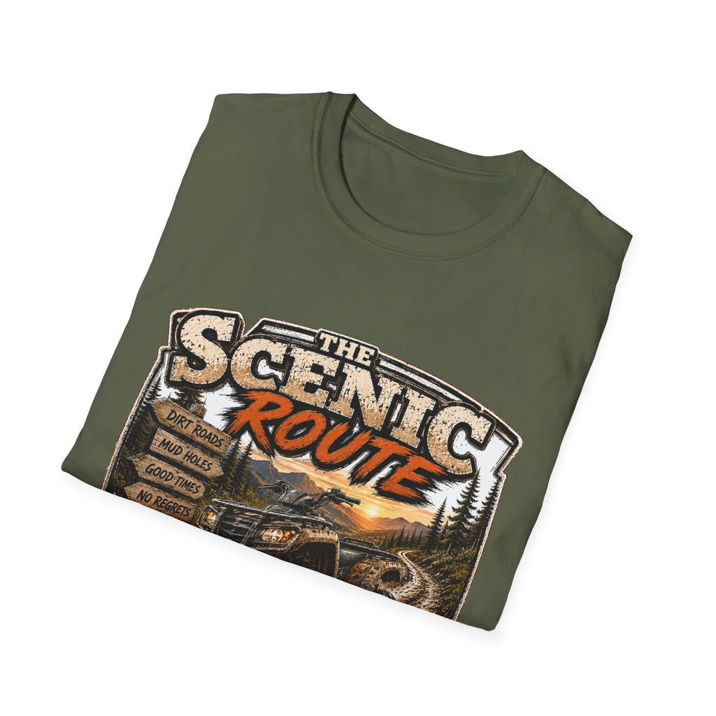 Scenic Route T-Shirt — 'Life’s Too Short to Stay on the Main Trail' Off‑Road Adventure Tee