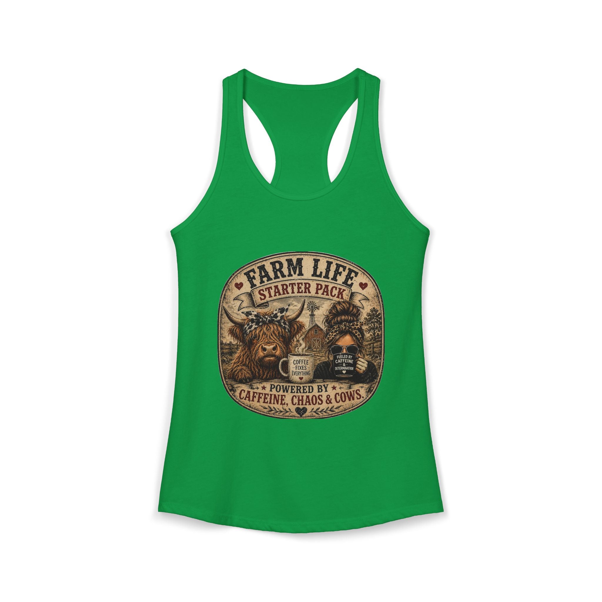 Farm Life Highland Cow Women's Ideal Racerback Tank