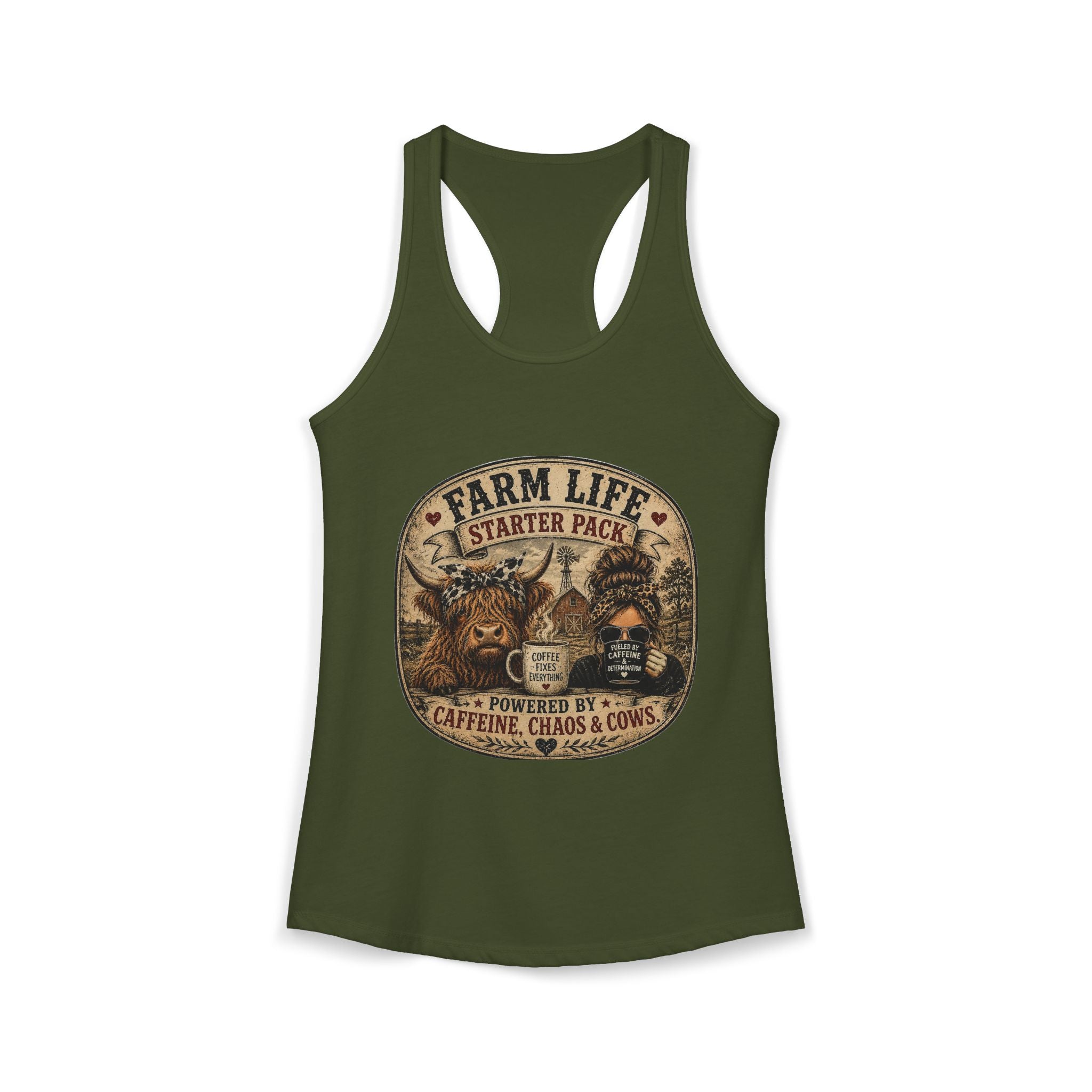 Farm Life Highland Cow Women's Ideal Racerback Tank