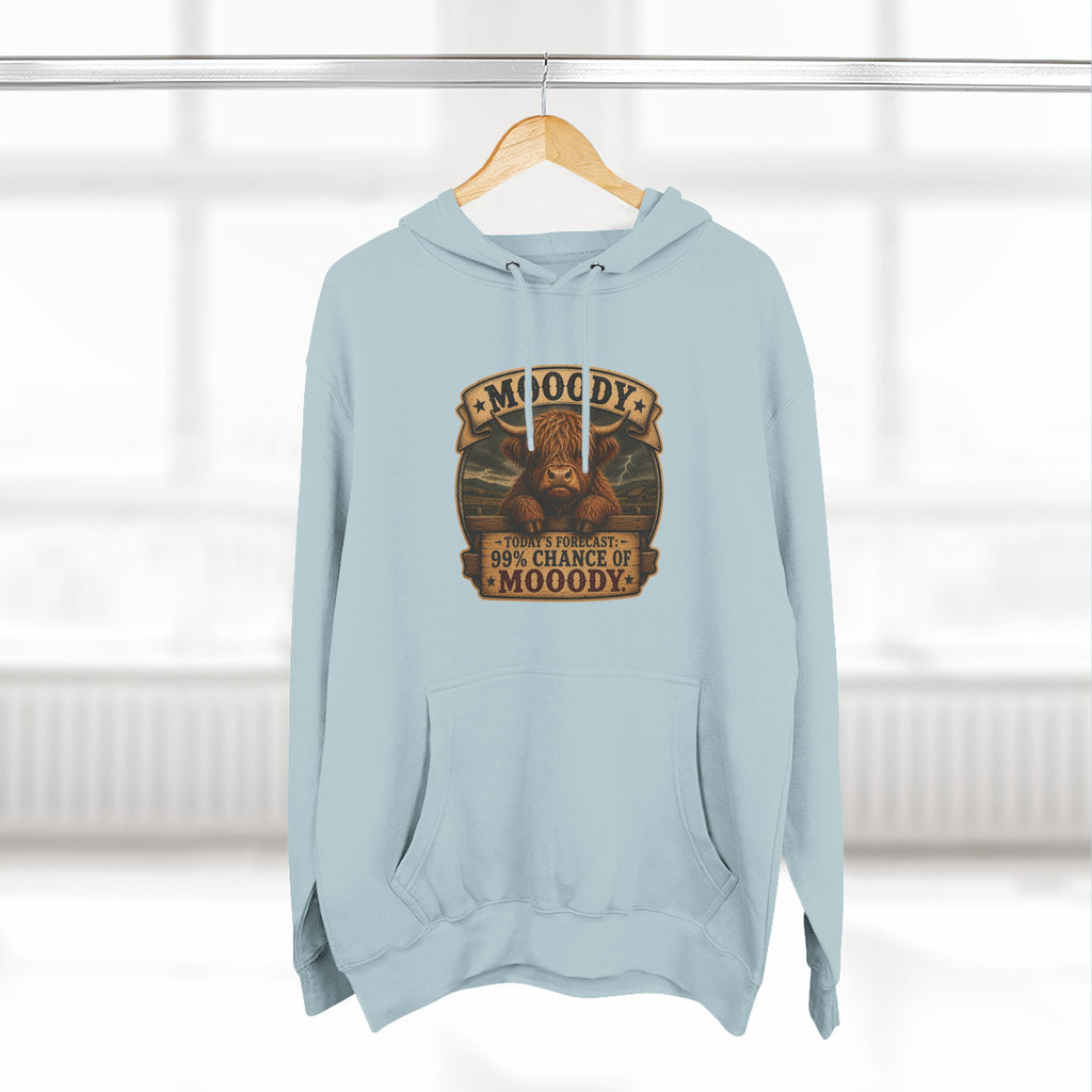 Moody Today's Forecast Highland Cow Three-Panel Fleece Hoodie