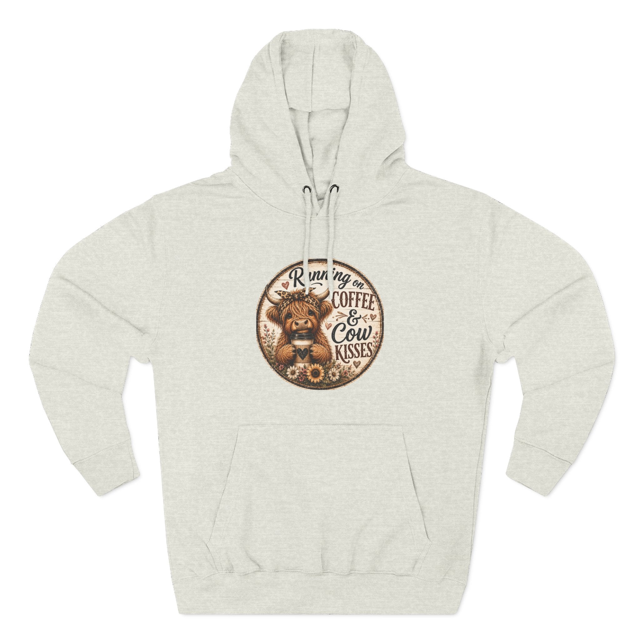 Running on Coffee & Cow Kisses Three-Panel Fleece Hoodie