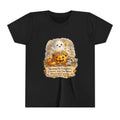 Cute Ghost, Pumpkin Candy & 'Running On Laughter, Leaves, And One More Piece Of Candy' — Youth Halloween Tee