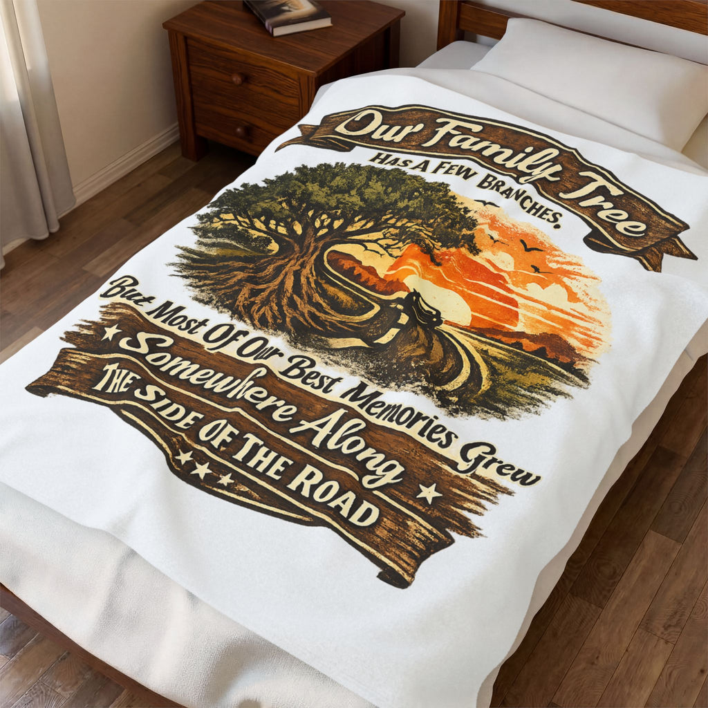 "Our Family Tree Has A Few Branches" Cozy Throw — Family Road Trip Velveteen Blanket