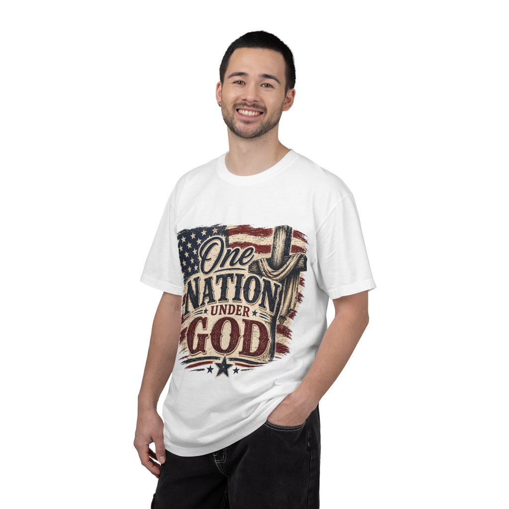 One Nation Under God T-Shirt — Patriotic American Flag & Cross Tee