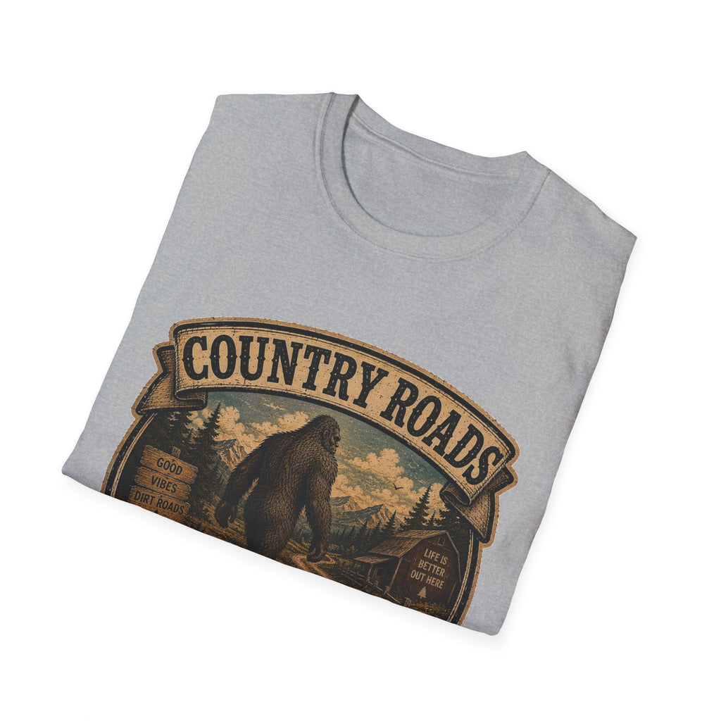 Country Roads T-Shirt — Vintage Bigfoot Scenic Travel Tee