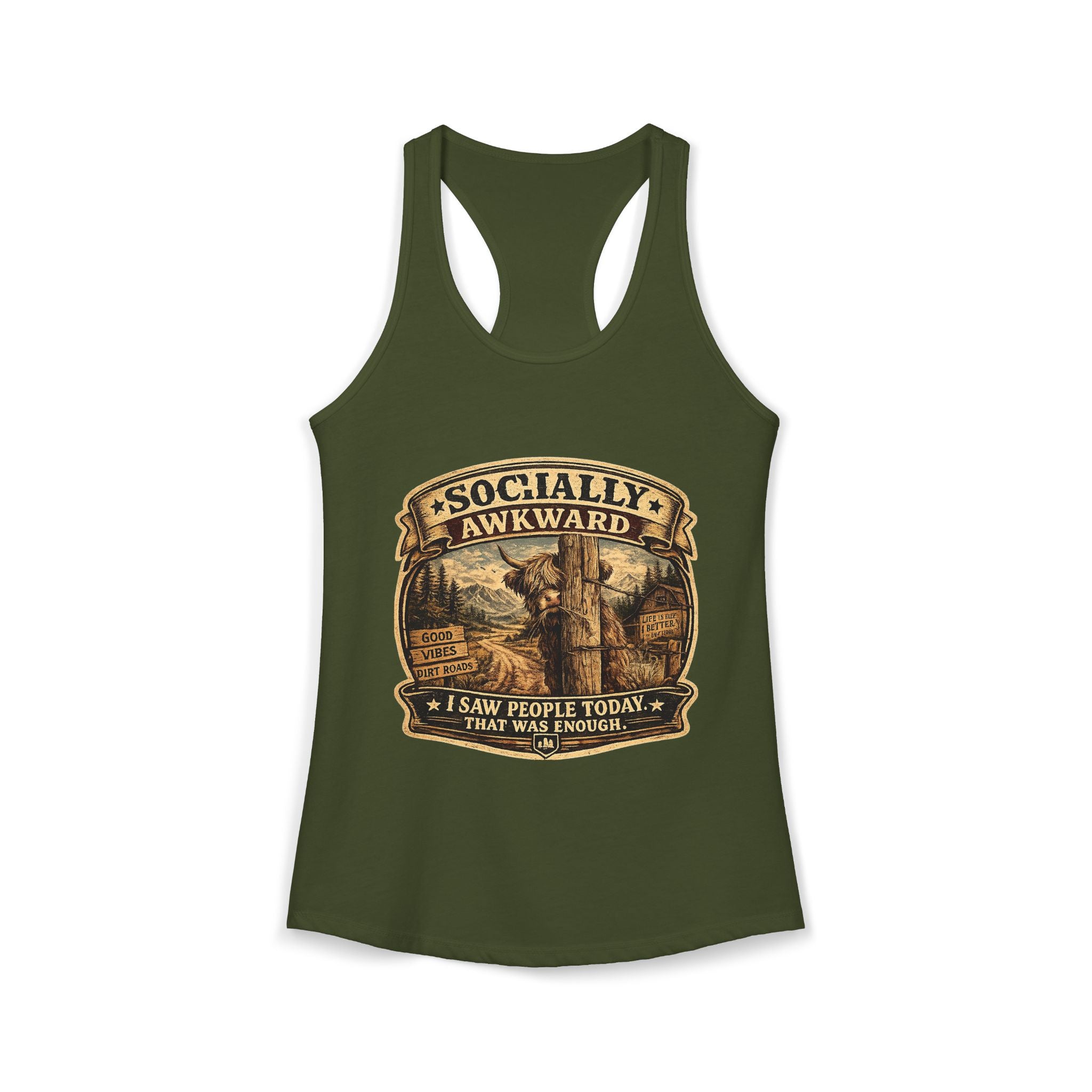 Socially Awkward Highland Cow Women's Ideal Racerback Tank