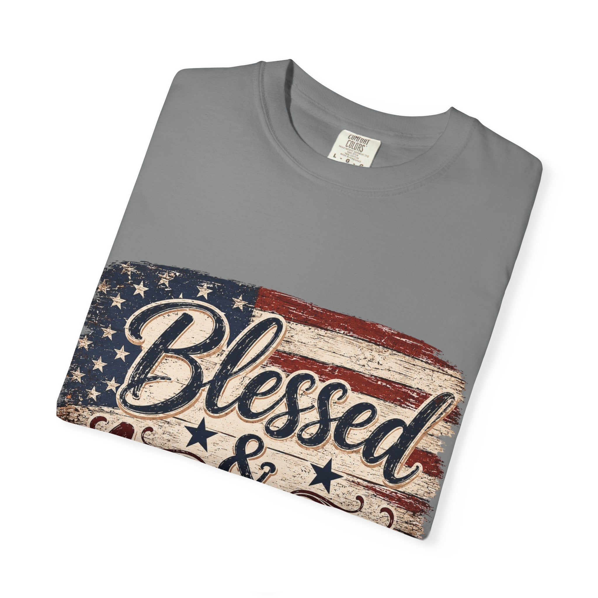 Blessed & American T-Shirt — Patriotic Vintage Flag Tee for 4th of July