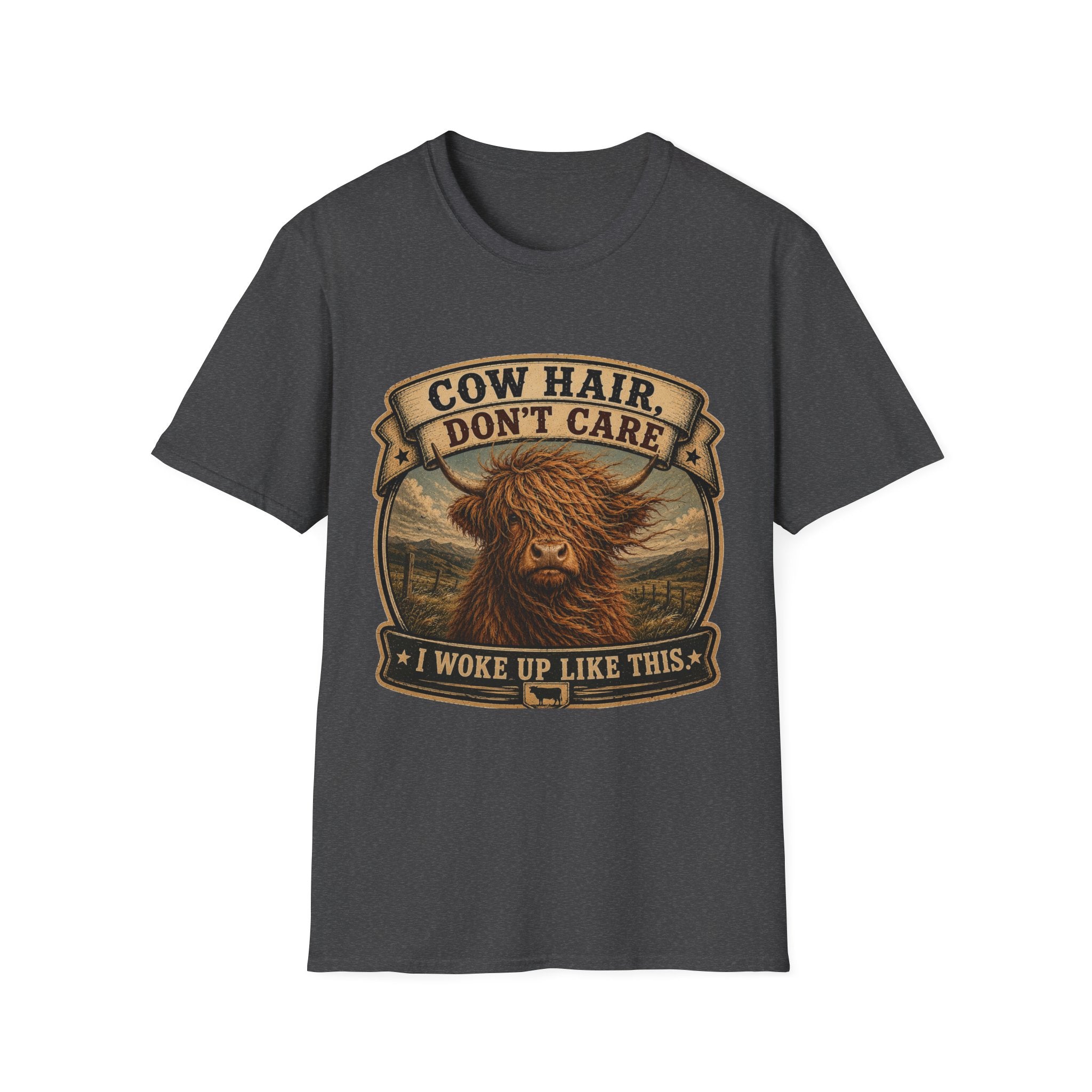 Cow Hair Don't Care Highland Cow - Unisex Softstyle T-Shirt