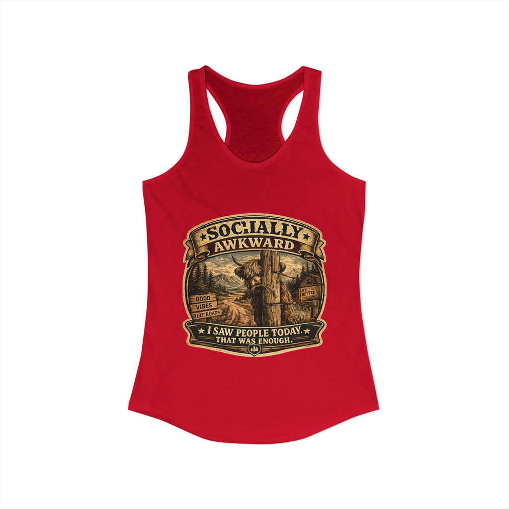 Socially Awkward Highland Cow Women's Ideal Racerback Tank
