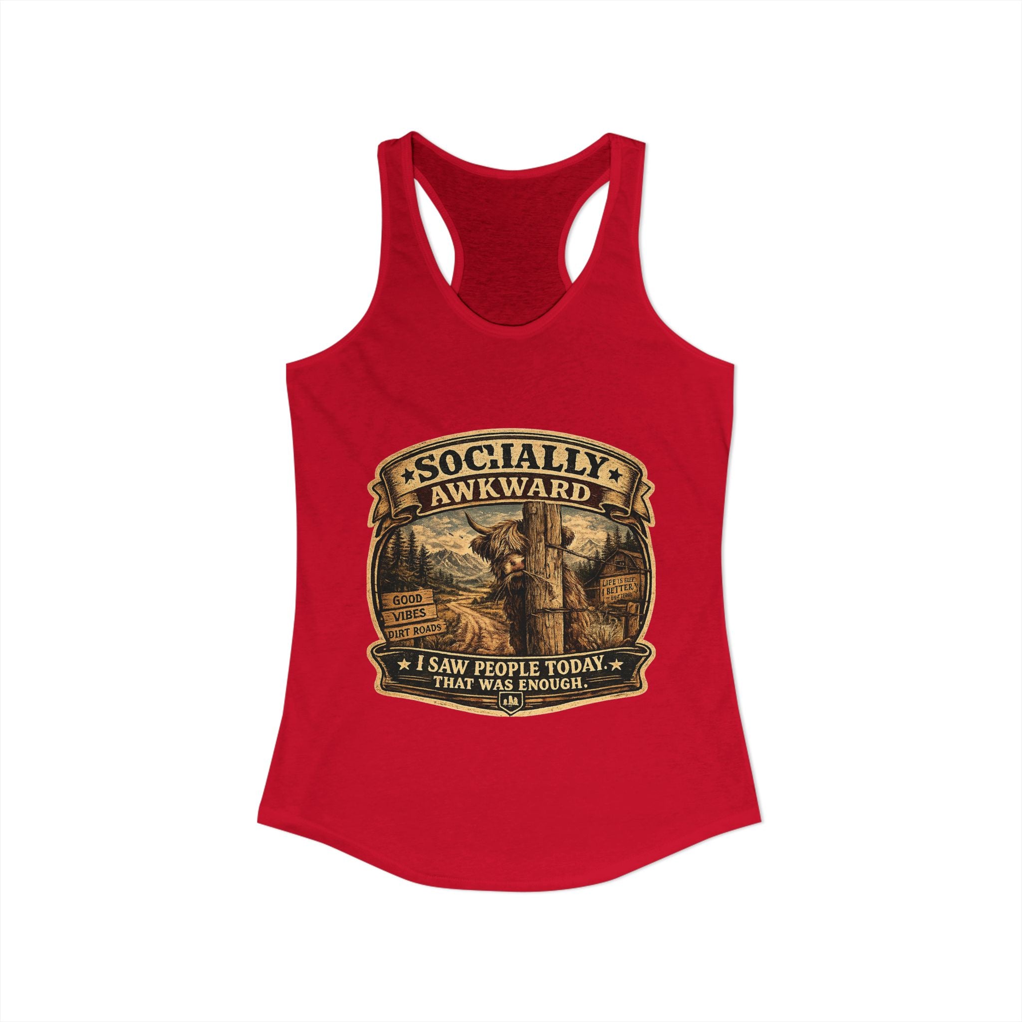 Socially Awkward Highland Cow Women's Ideal Racerback Tank