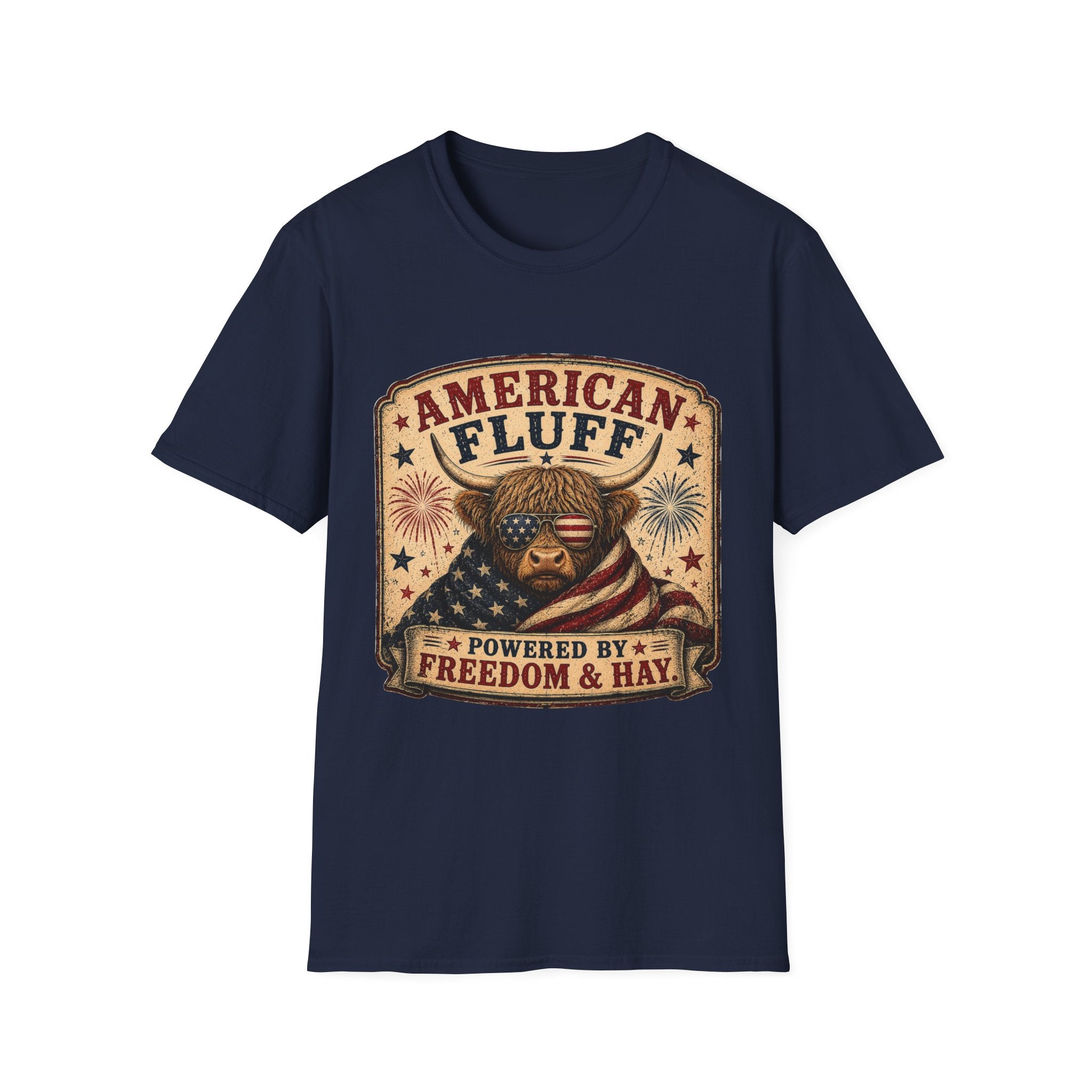 American Fluff Highland Cow Unisex Softstyle T-Shirt