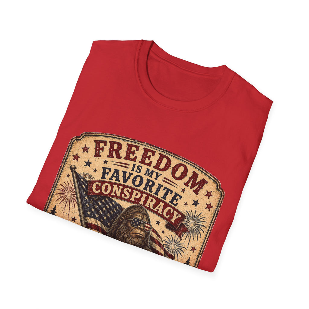 Freedom Is My Favorite Conspiracy T-Shirt — Vintage American Flag Design