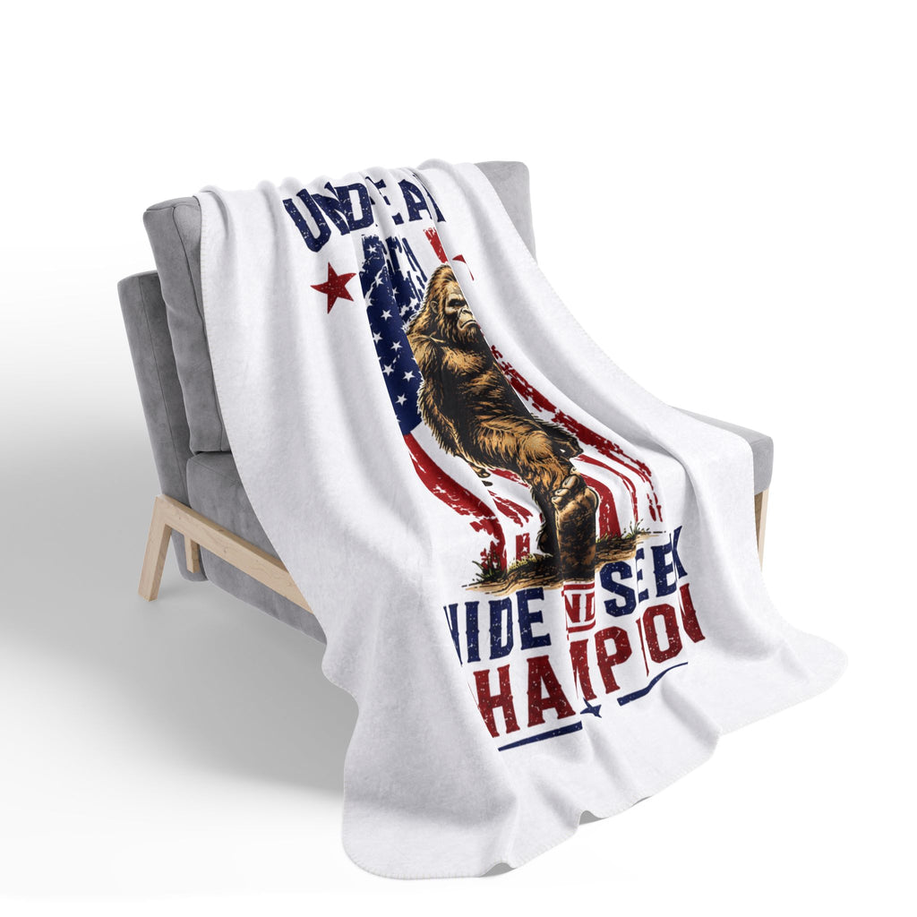 Undeafted Hide and Seek Champion 4th of July Fleece Sherpa Blanket