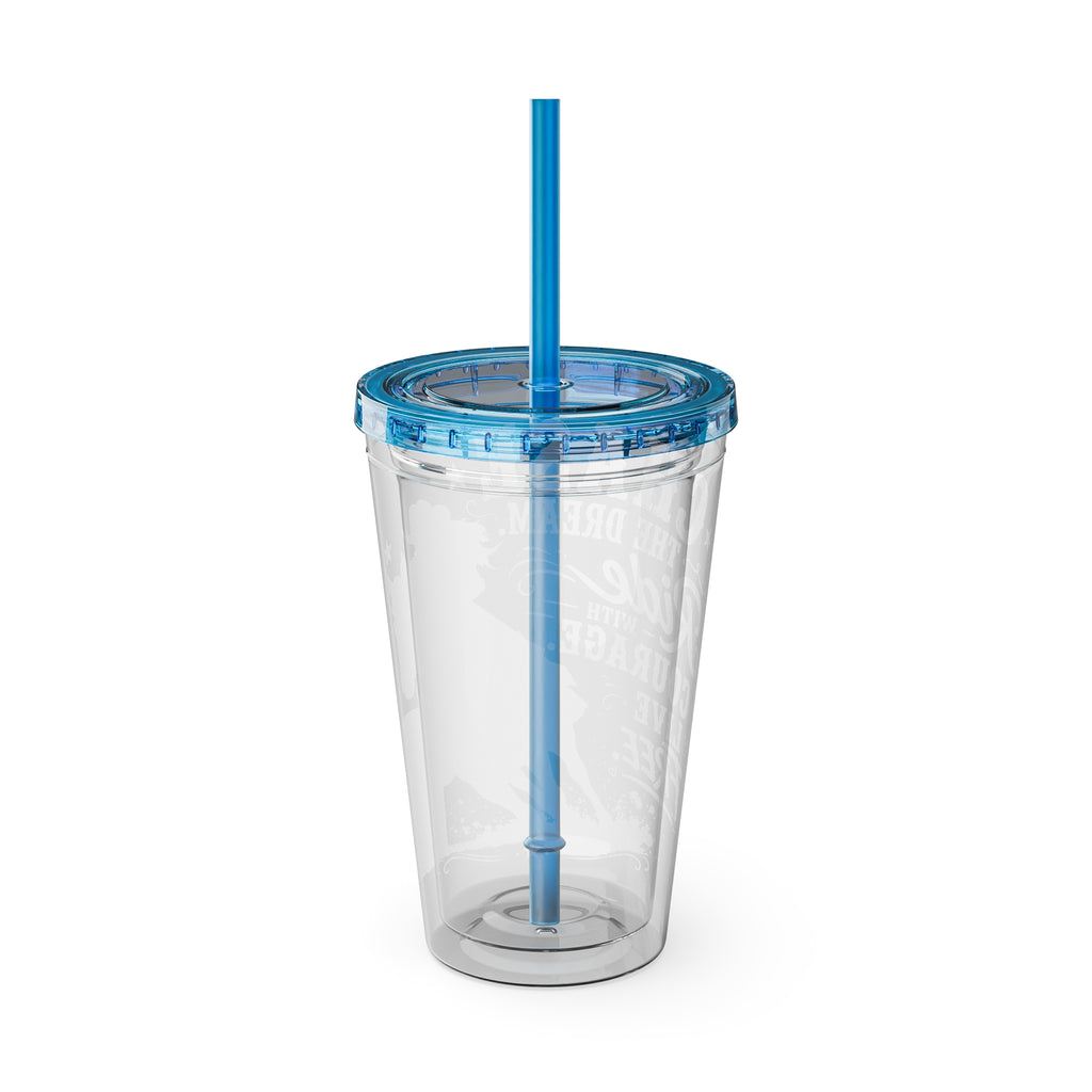 Inspirational Horse Tumbler with Straw — "Chase the Dream, Ride with Courage" 16oz