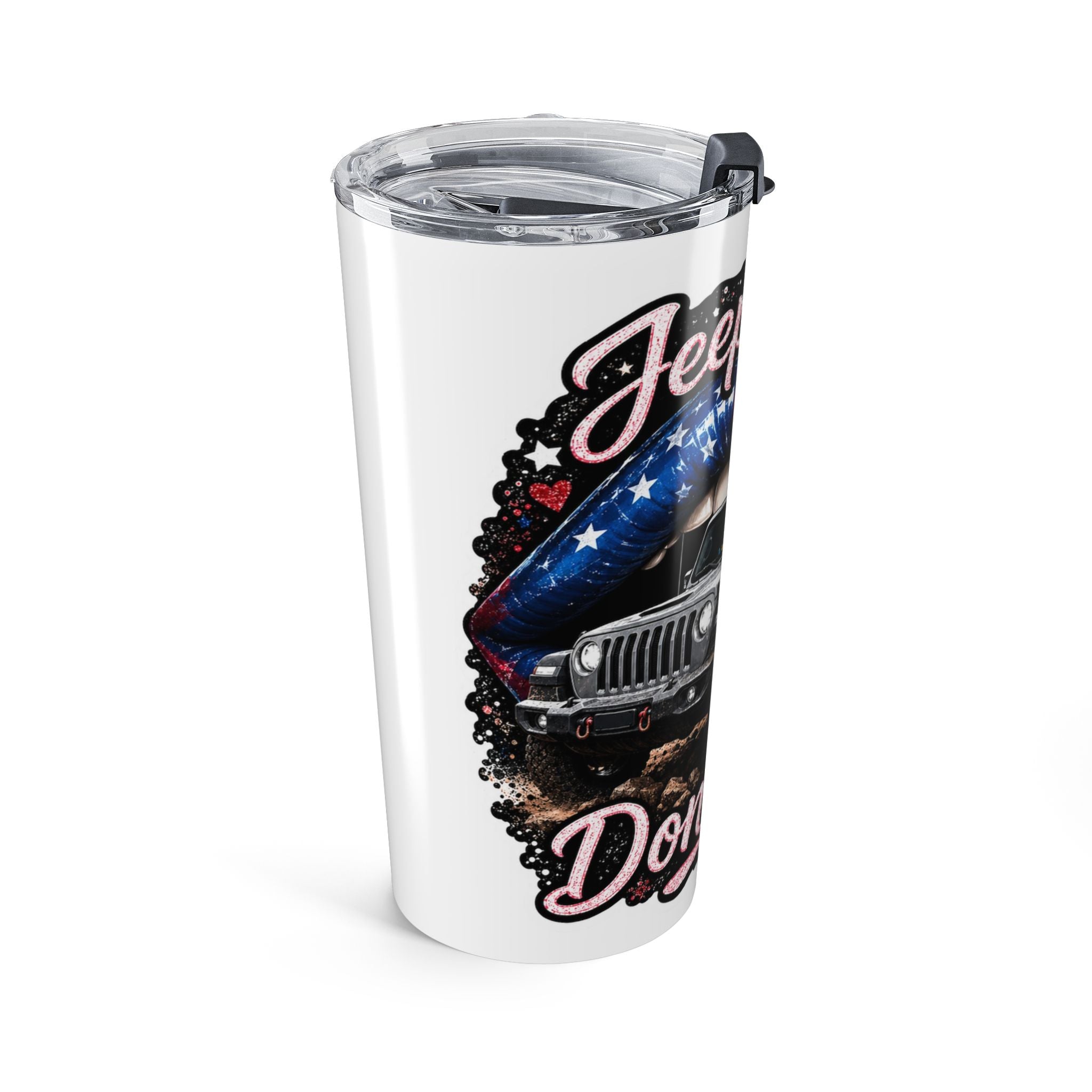 20oz Jeep Tumbler — "Keep Haulin' Don't Care" Patriotic Off‑Road Travel Mug