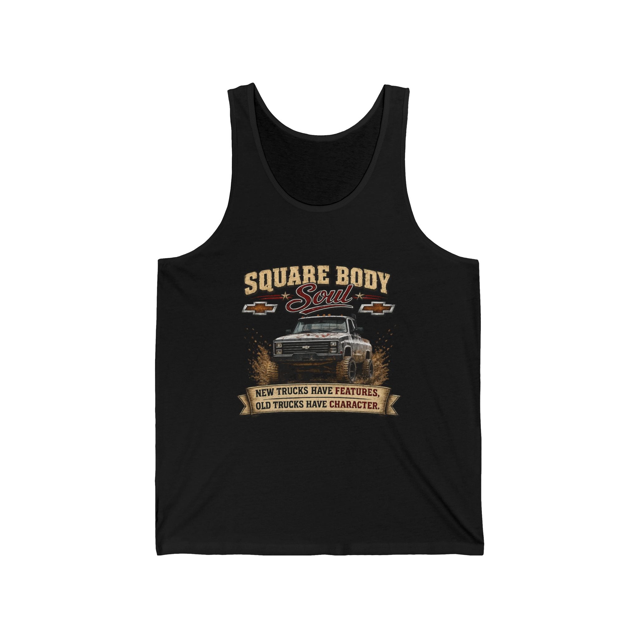"Square Body" Classic Truck Tank ("New Trucks Have Features, Old Trucks Have Character") - Tank Top