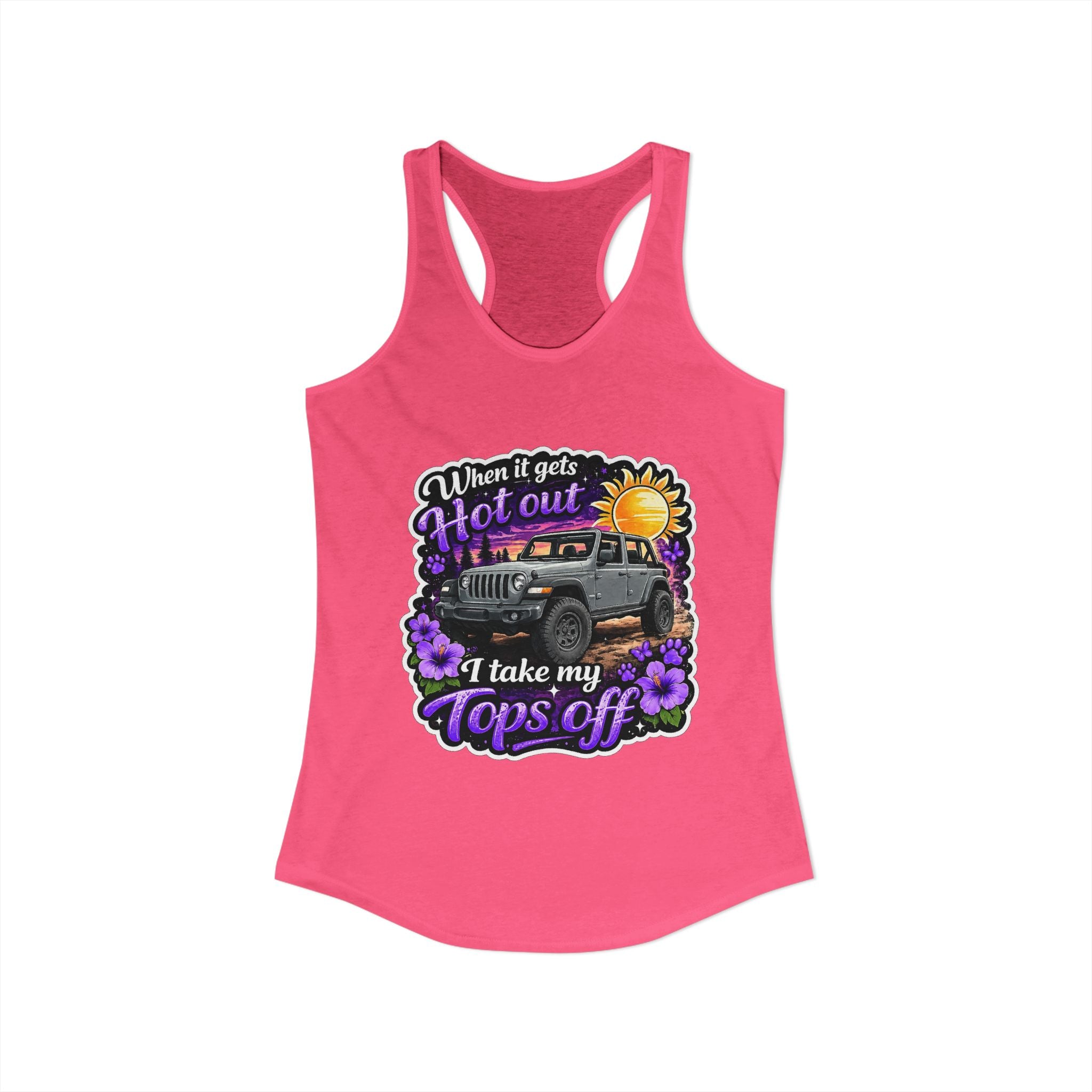 When It Gets Hot I Take My Tops Off (Purple) Women's Ideal Racerback Tank