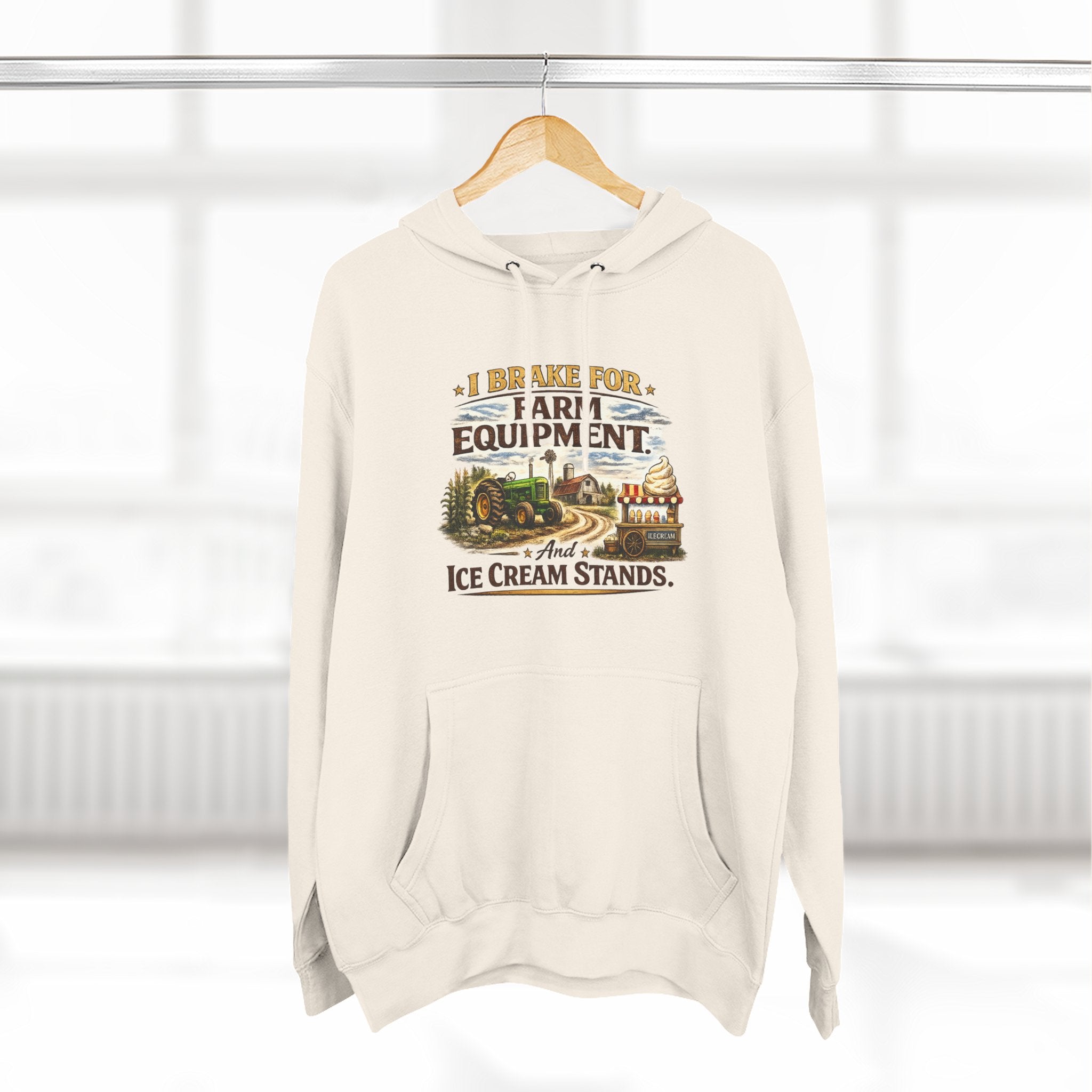Farm Equipment & Ice Cream Stands Hoodie - Vintage Country Farming Graphic Hoodie