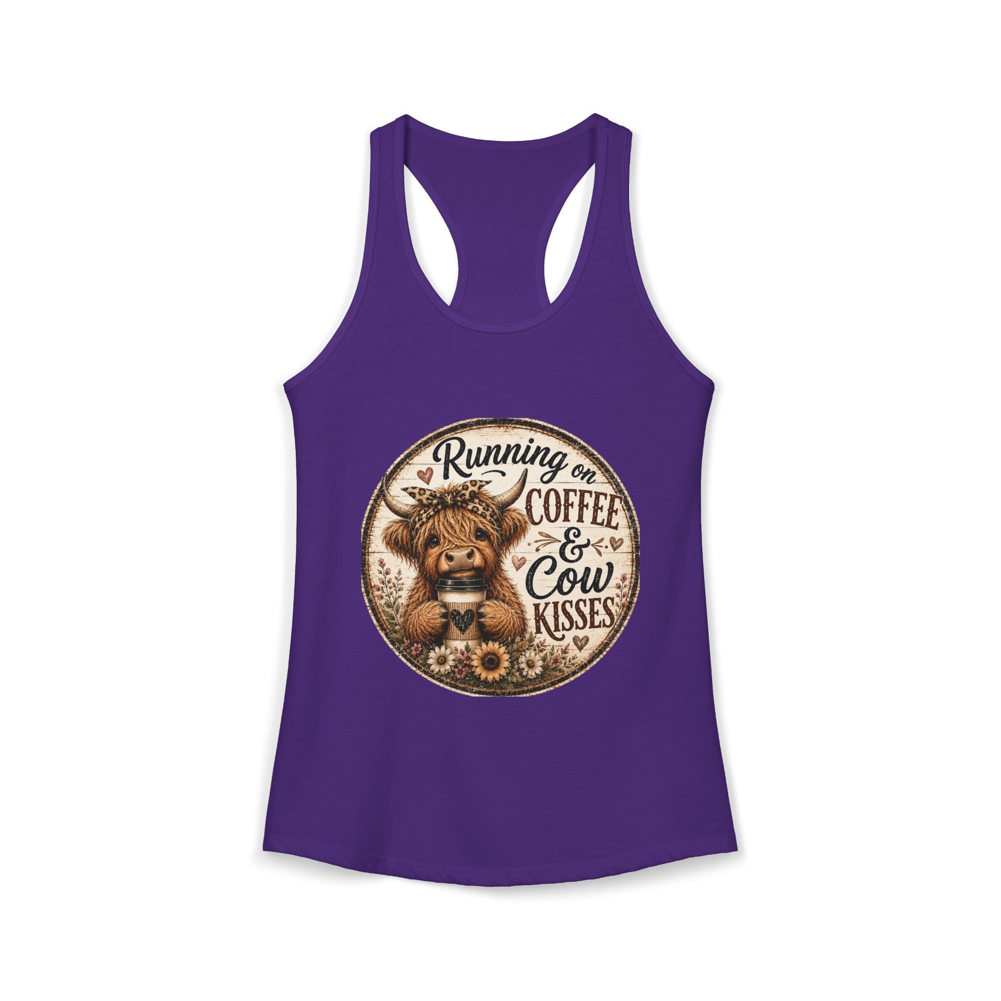 Running on Coffee & Cow Kisses Women's Ideal Racerback Tank