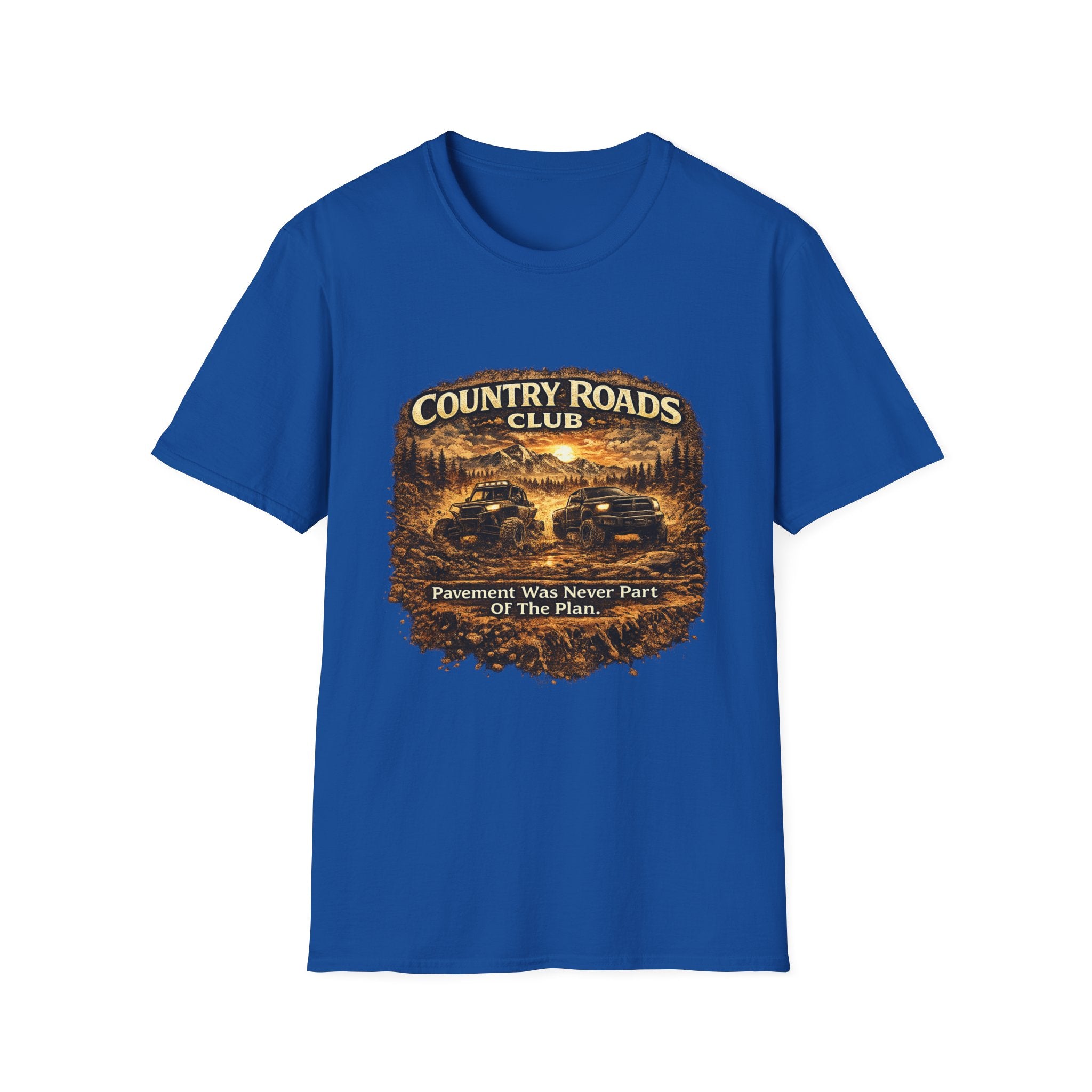 Country Roads Club T-Shirt — Vintage Off-Road Truck Scenic Tee