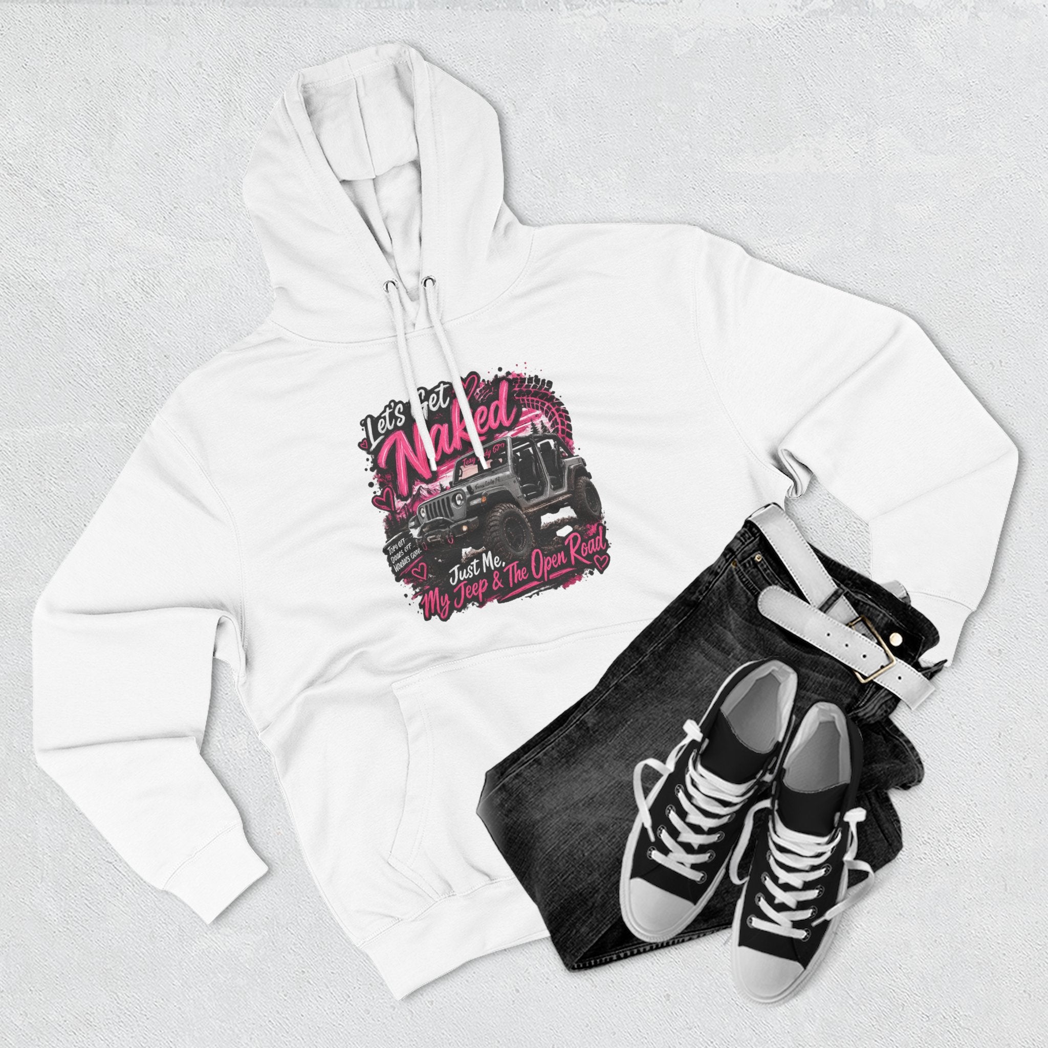 Jeep 'Let's Get Naked' Graphic Hoodie — Off-Road Adventure Pullover