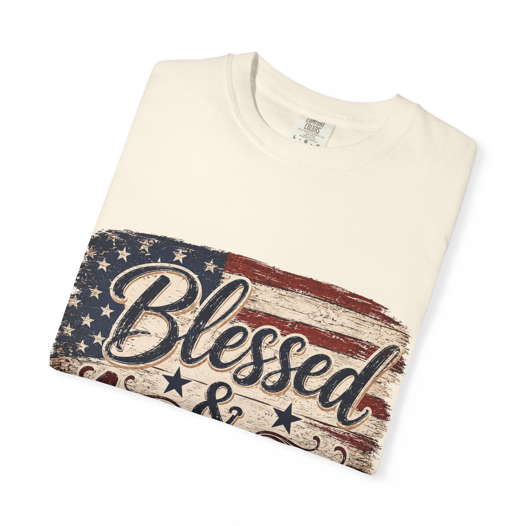 Blessed & American T-Shirt — Patriotic Vintage Flag Tee for 4th of July