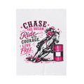 "Chase the Dream, Ride with Courage, Live Free" Barrel Racing Cowgirl Throw (Pink) — Velveteen Plush Blanket