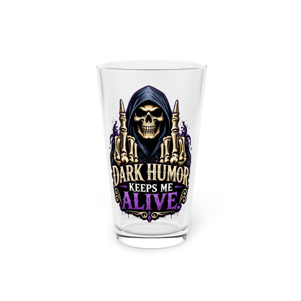 Dark Humor Keeps Me Alive Grim Reaper Purple Pint Glass, 16oz