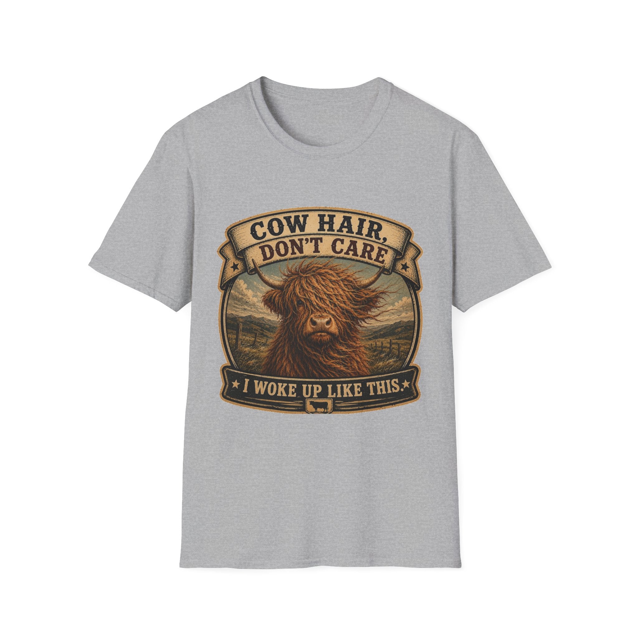 Cow Hair Don't Care Highland Cow - Unisex Softstyle T-Shirt