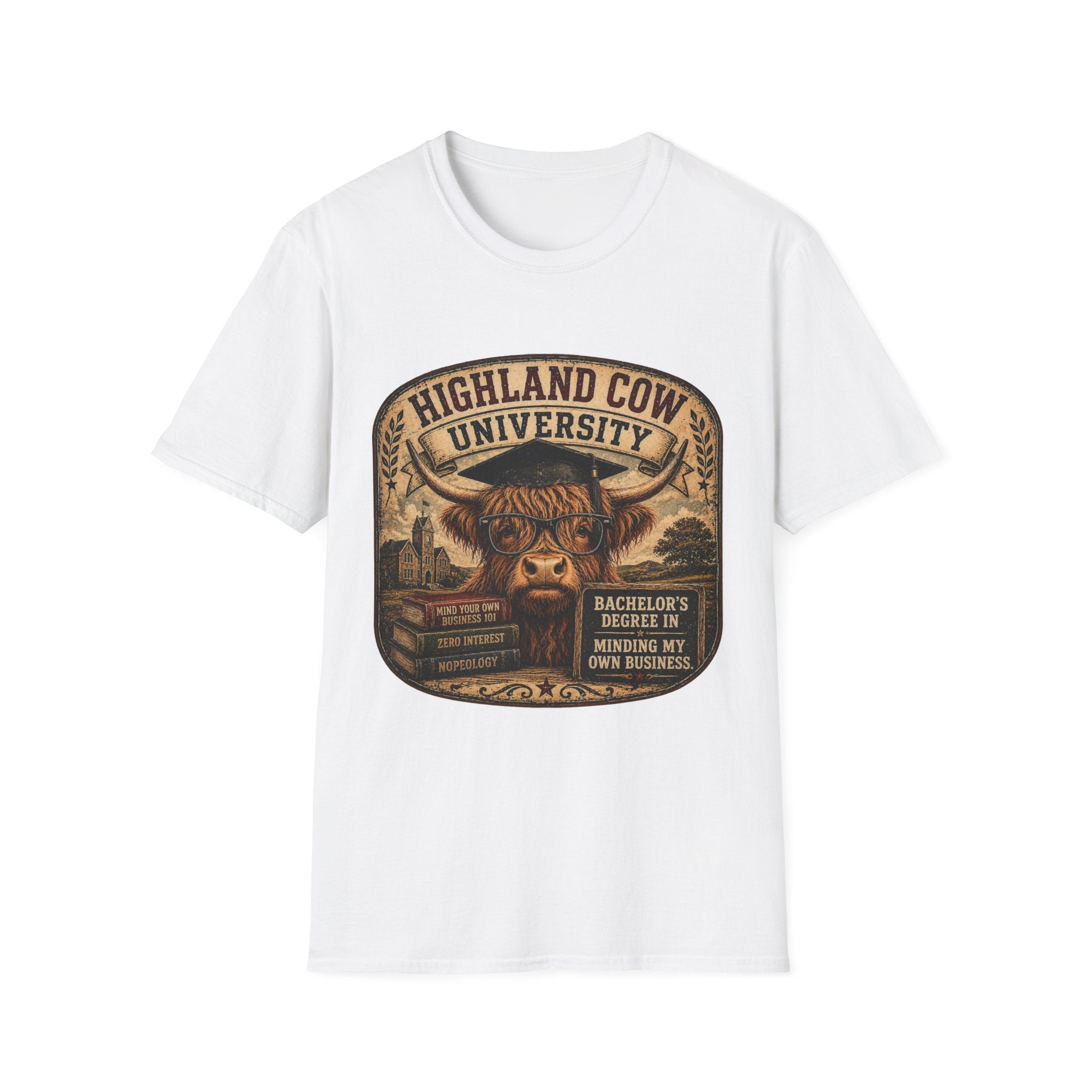 Highland Cow University Unisex Softstyle T-Shirt