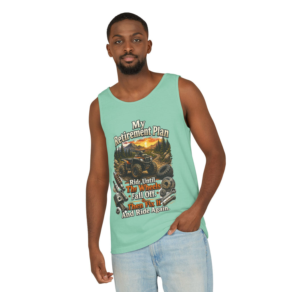 Retirement Plan ATV Tank Top — "Ride Until The Wheels Fall Off" Off‑Road Sunset Tank
