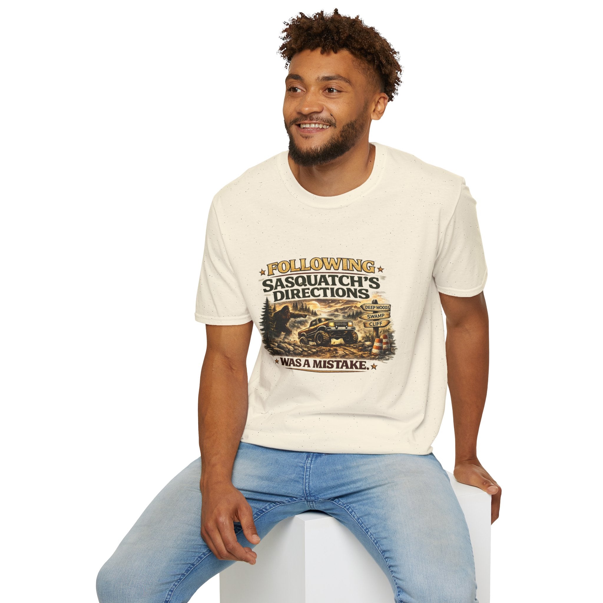 Sasquatch Directions T-Shirt — "Following Sasquatch's Directions" Graphic Tee