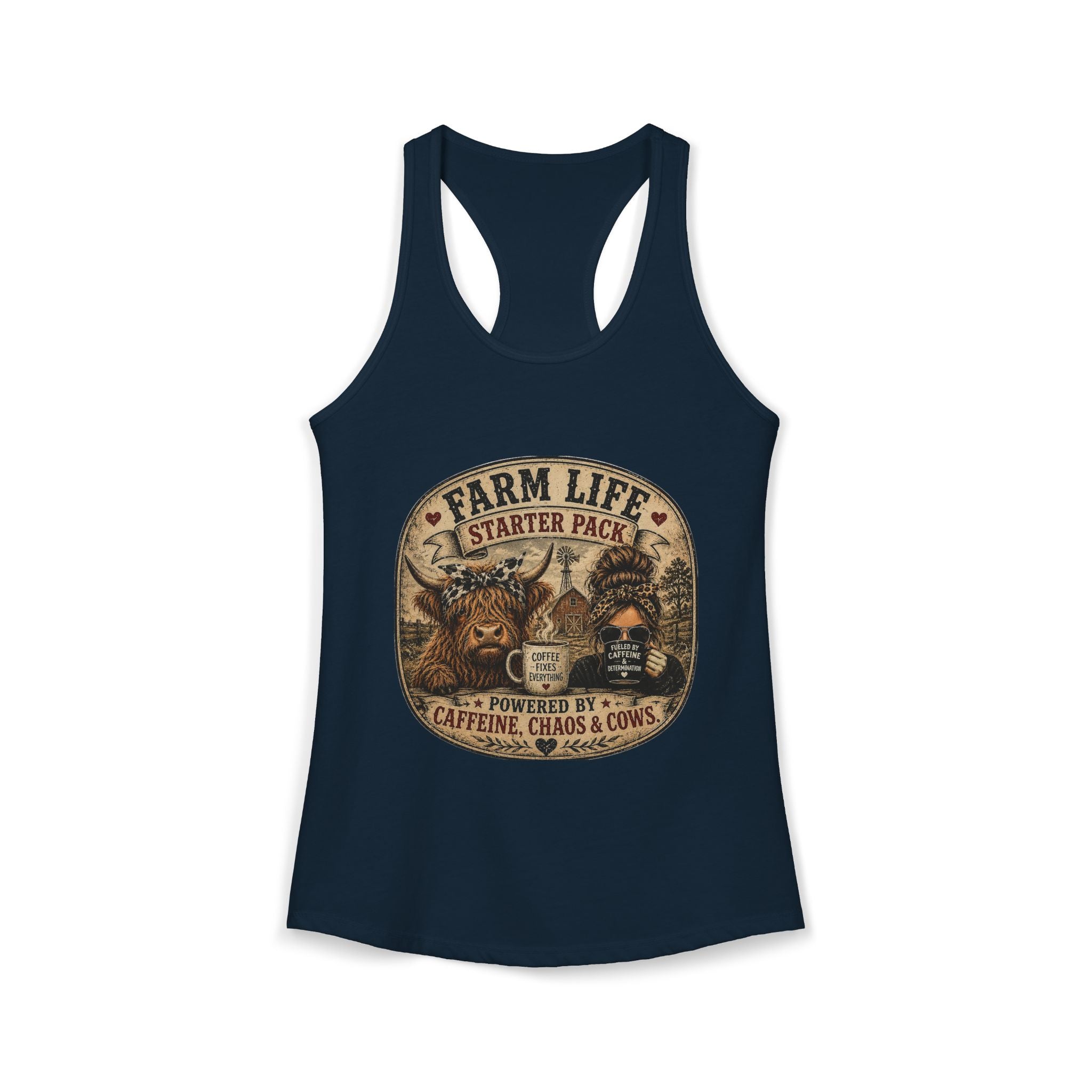 Farm Life Highland Cow Women's Ideal Racerback Tank