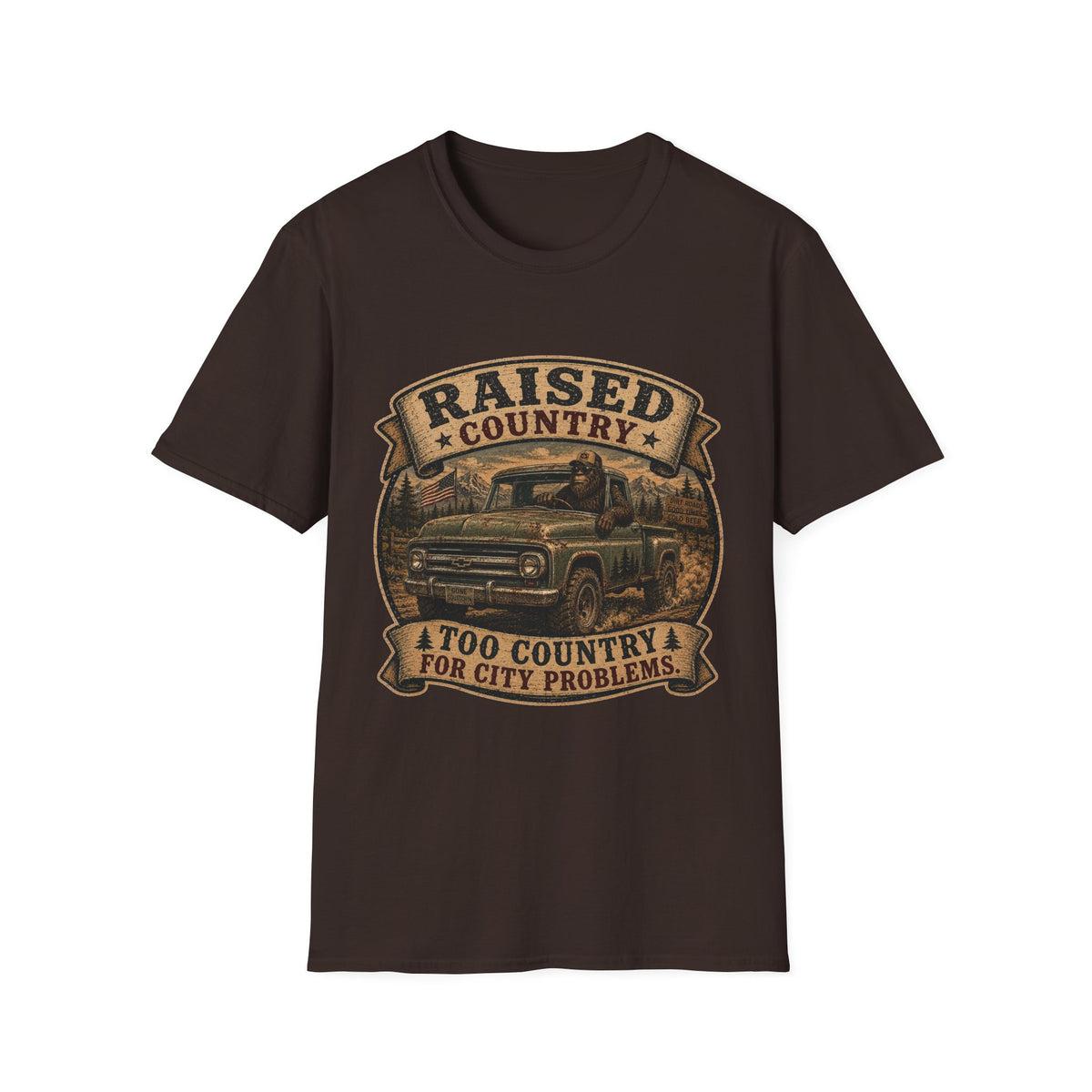 Raised Country T-Shirt — "Too Country for City Problems" Vintage Truck Tee
