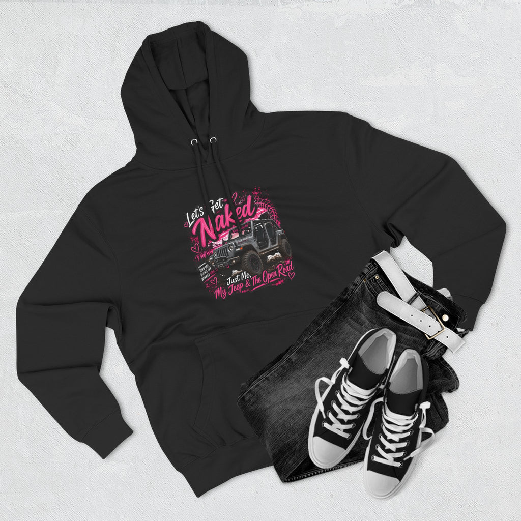 Jeep 'Let's Get Naked' Graphic Hoodie — (Pink) Off-Road Adventure Pullover