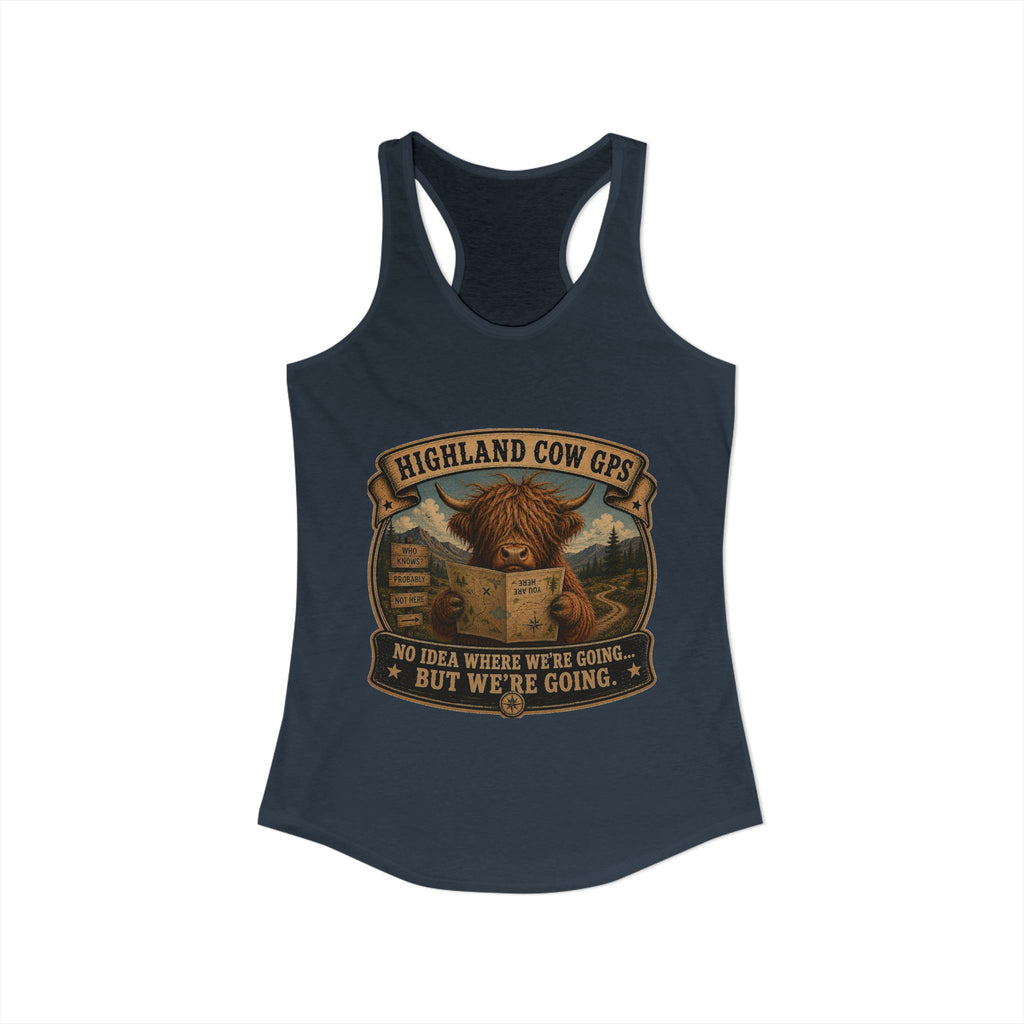 Highland Cow GPS Women's Ideal Racerback Tank