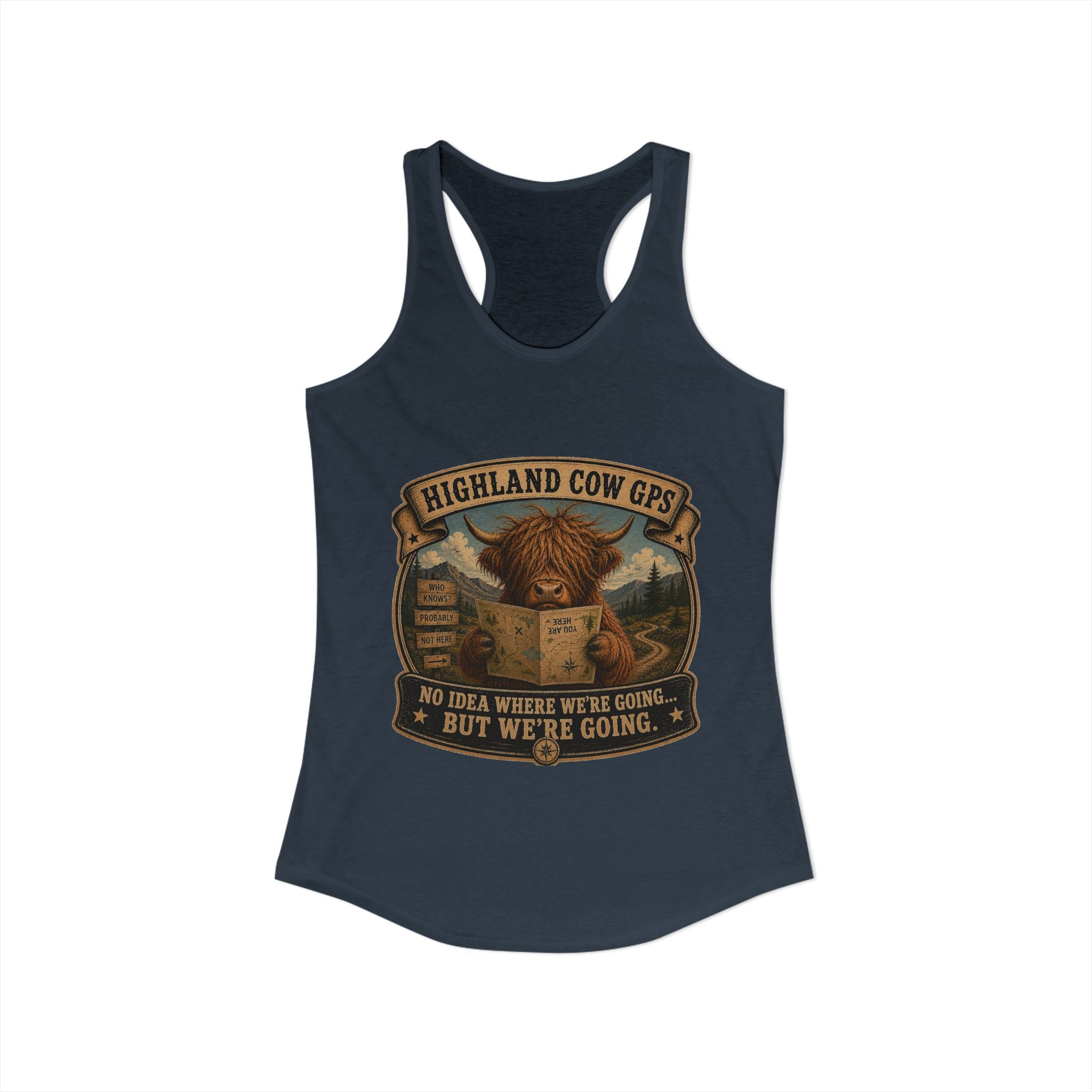 Highland Cow GPS Women's Ideal Racerback Tank